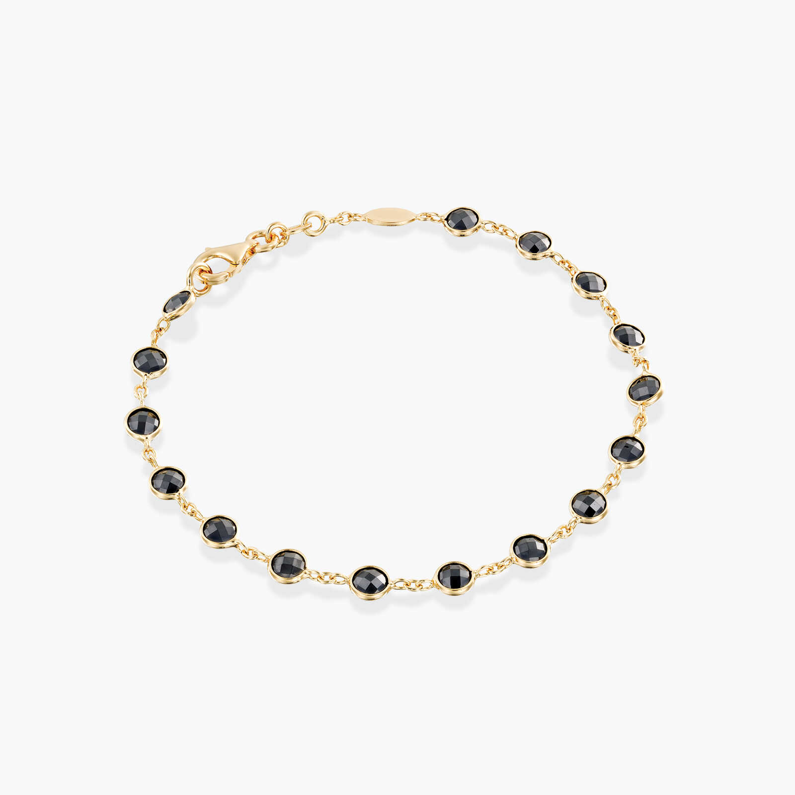 צמיד זהב 18 ס"מ בשיבוץ זרקנים שחורים