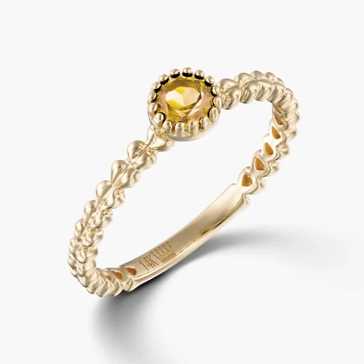 טבעת זהב משובצת באבן  citrine