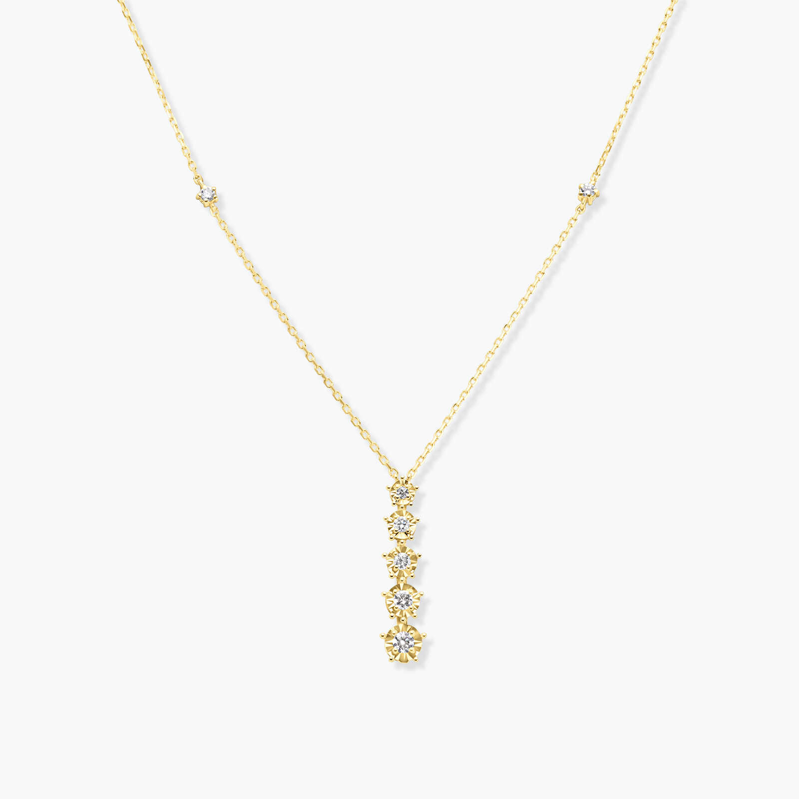 שרשרת זהב עם תליון 5 היהלומים