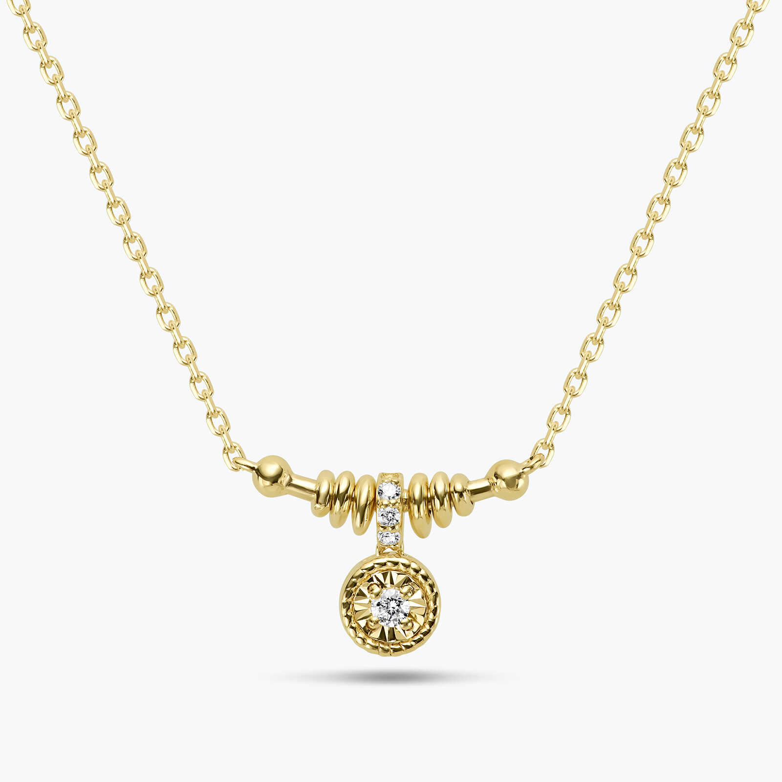 שרשרת זהב משובצת יהלום סוליטר