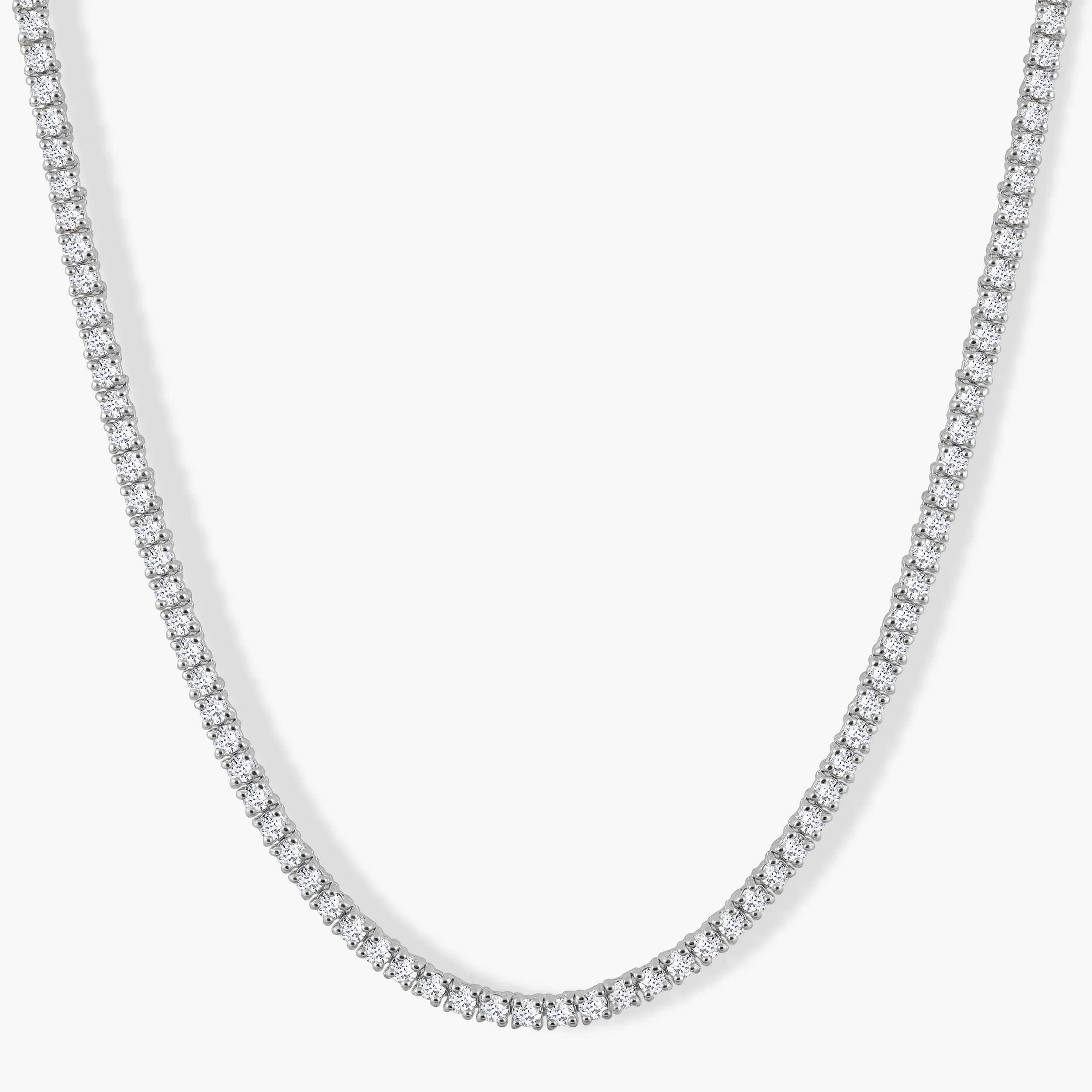 שרשרת זהב לבן 14K משובצת יהלומים בסגנון טניס
