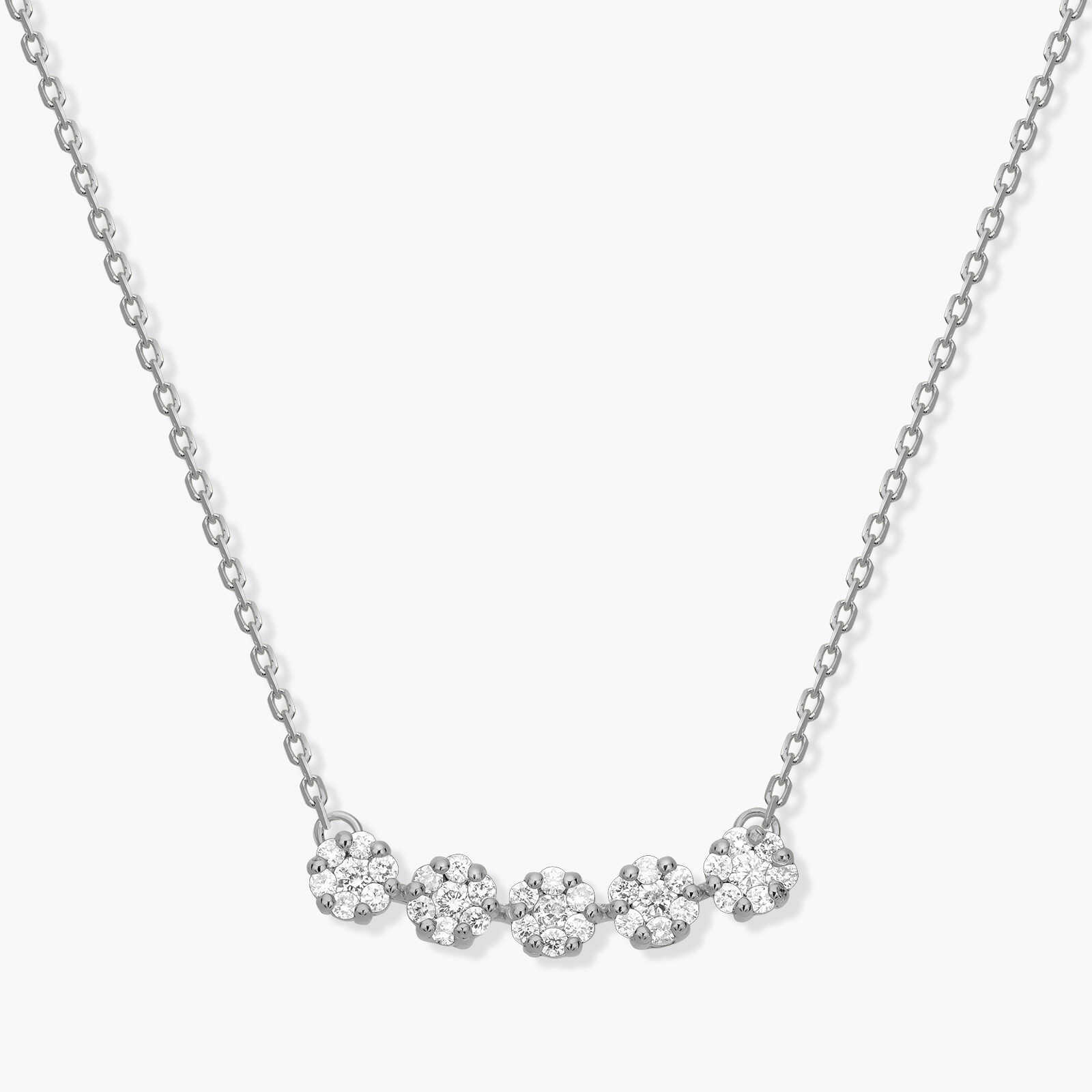 שרשרת זהב עם 5 פרחי יהלומים