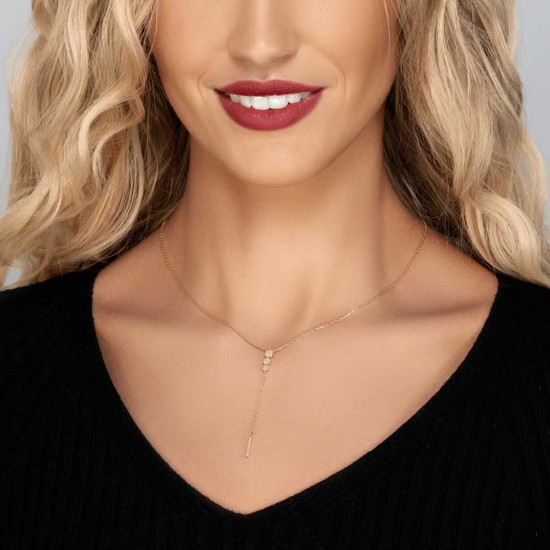 שרשרת זהב 3 מעגלי יהלומים ושרשרת תלויה