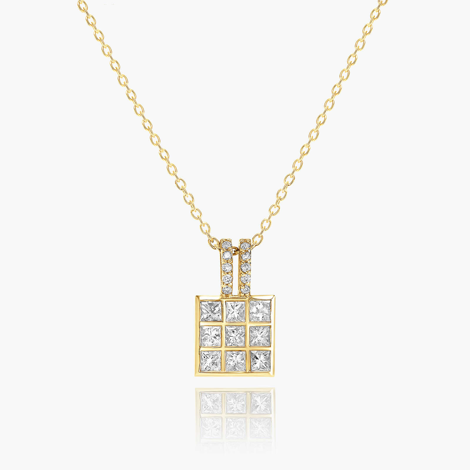 תליון זהב מרובע משובץ יהלומי פריננס יוקרתיים