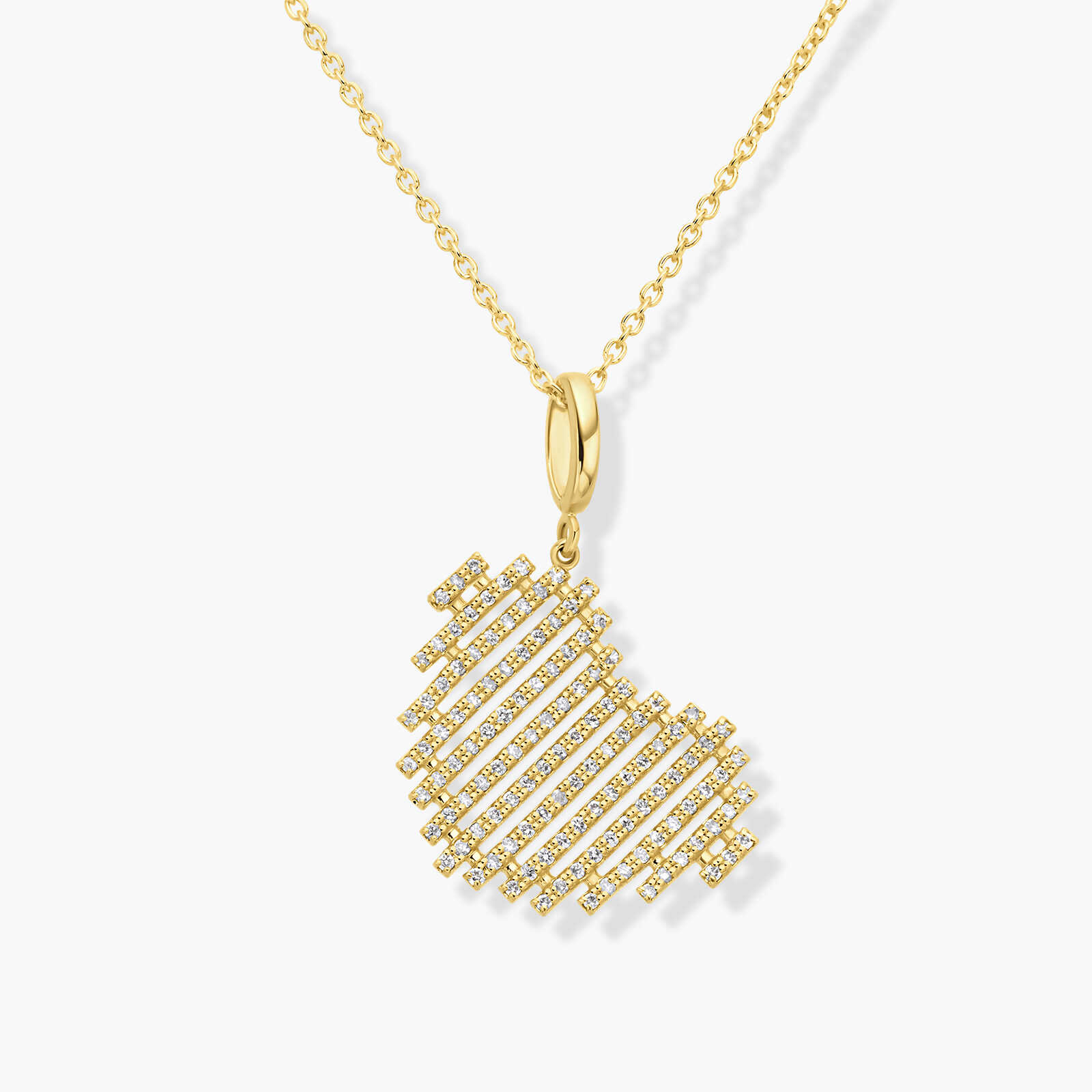 תליון לב זהב משובץ יהלומים