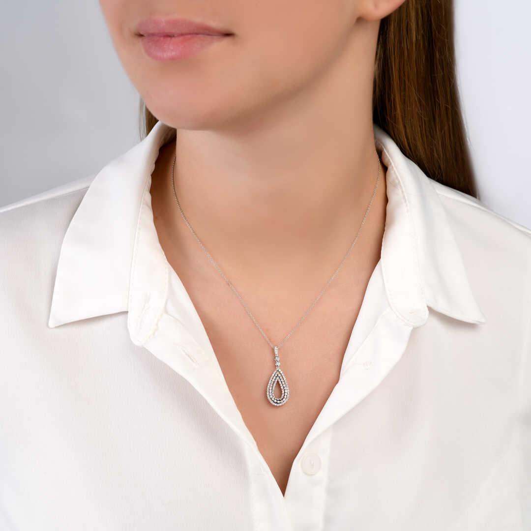 תליון זהב טיפה משובץ 86 יהלומים