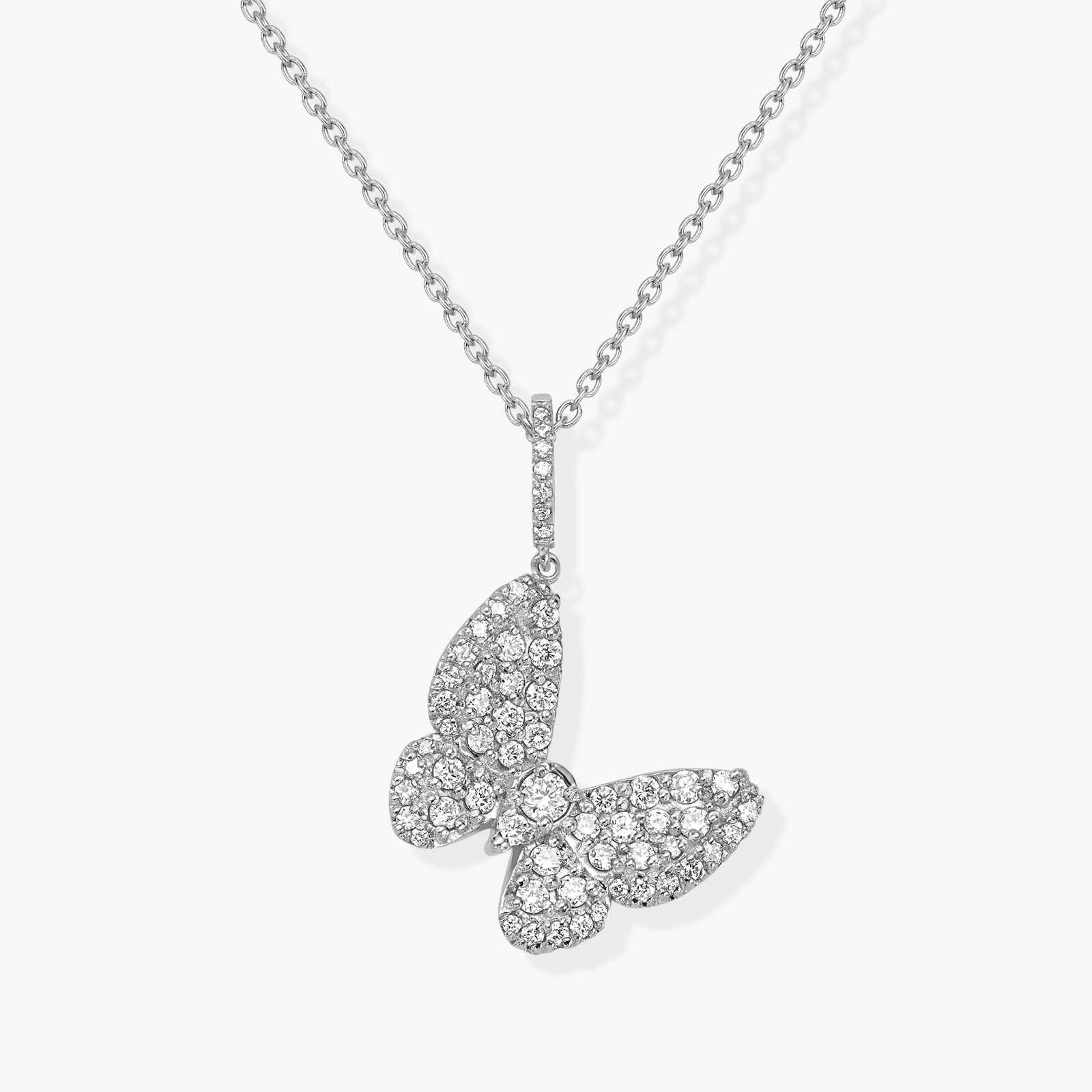 תליון FLY פרפר זהב לבן ויהלומים