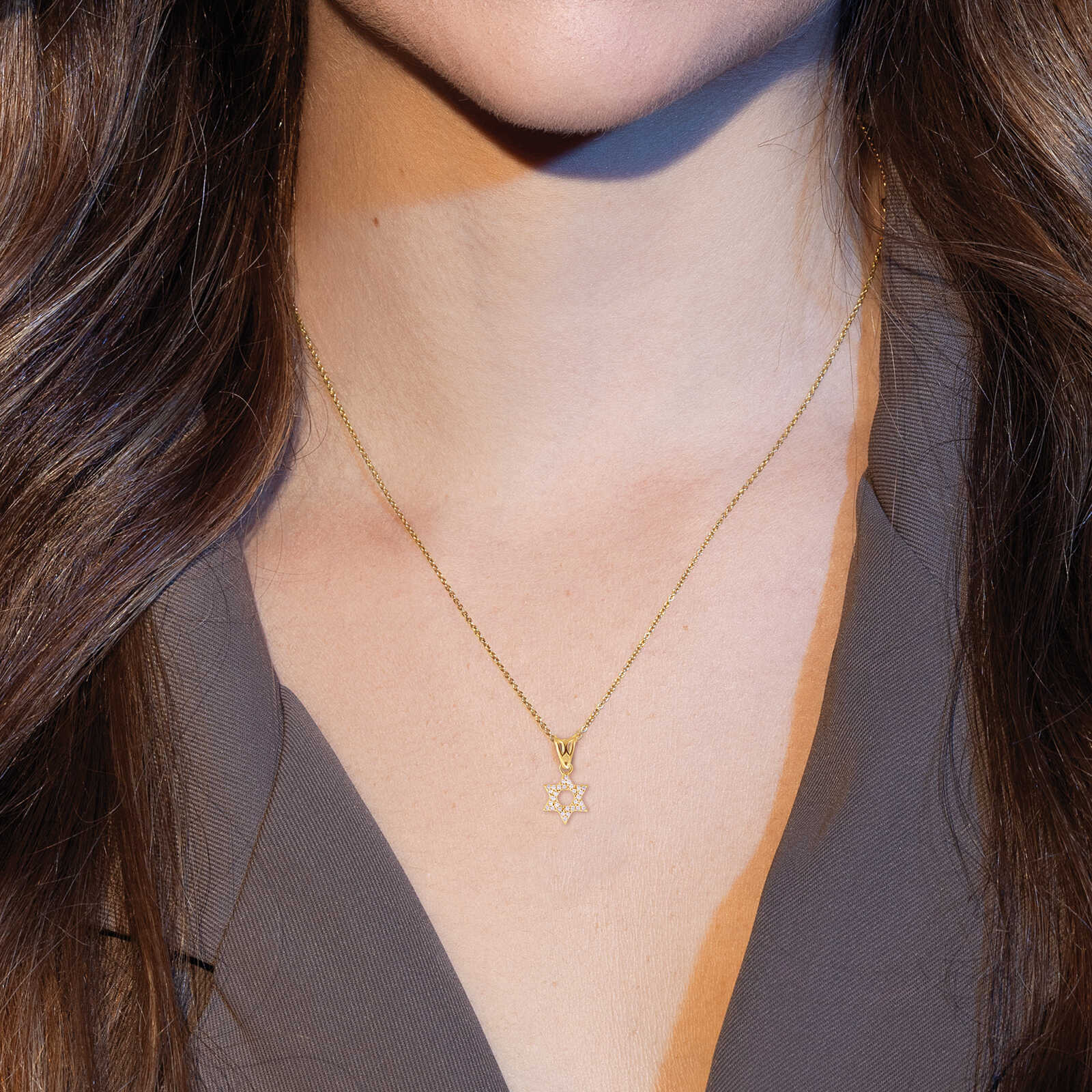 תליון מגן דוד משובץ יהלומים