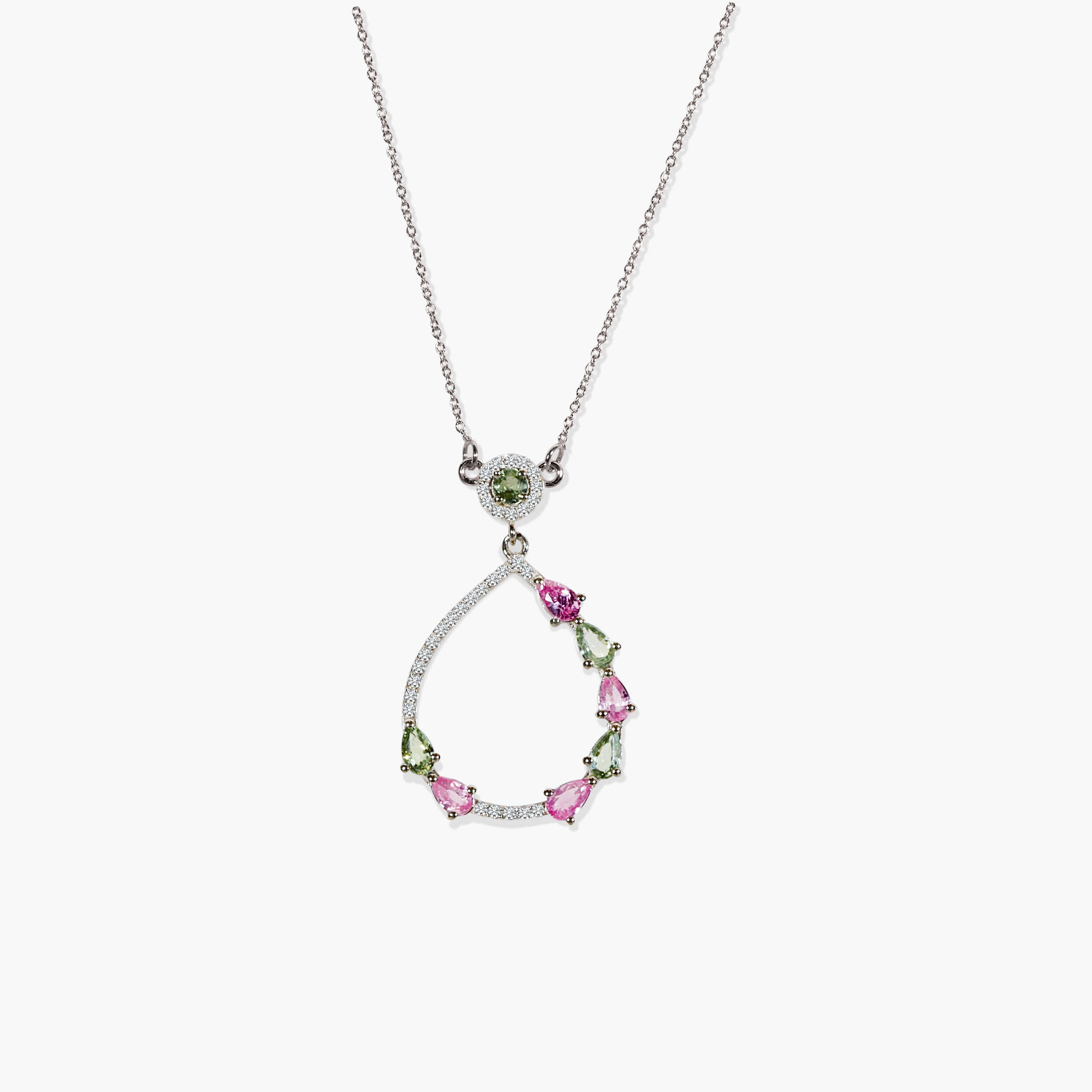 תליון טיפה משובץ ספירים ויהלומים