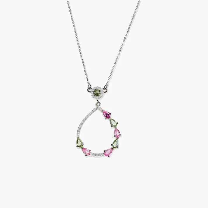 תליון טיפה משובץ ספירים ויהלומים