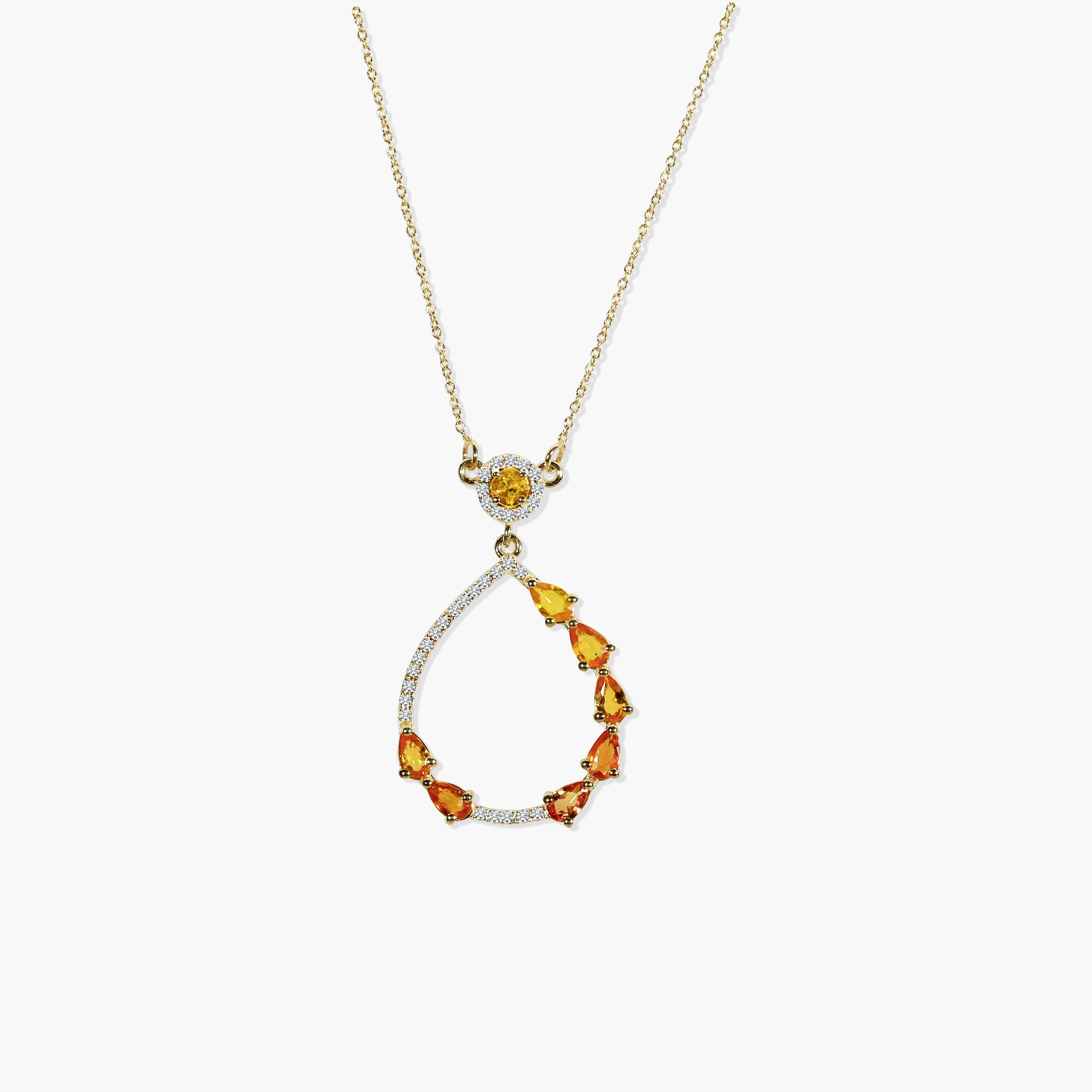 תליון טיפה משובץ ספירים ויהלומים