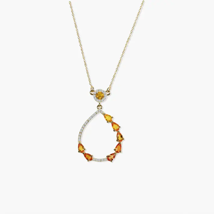 תליון טיפה משובץ ספירים ויהלומים