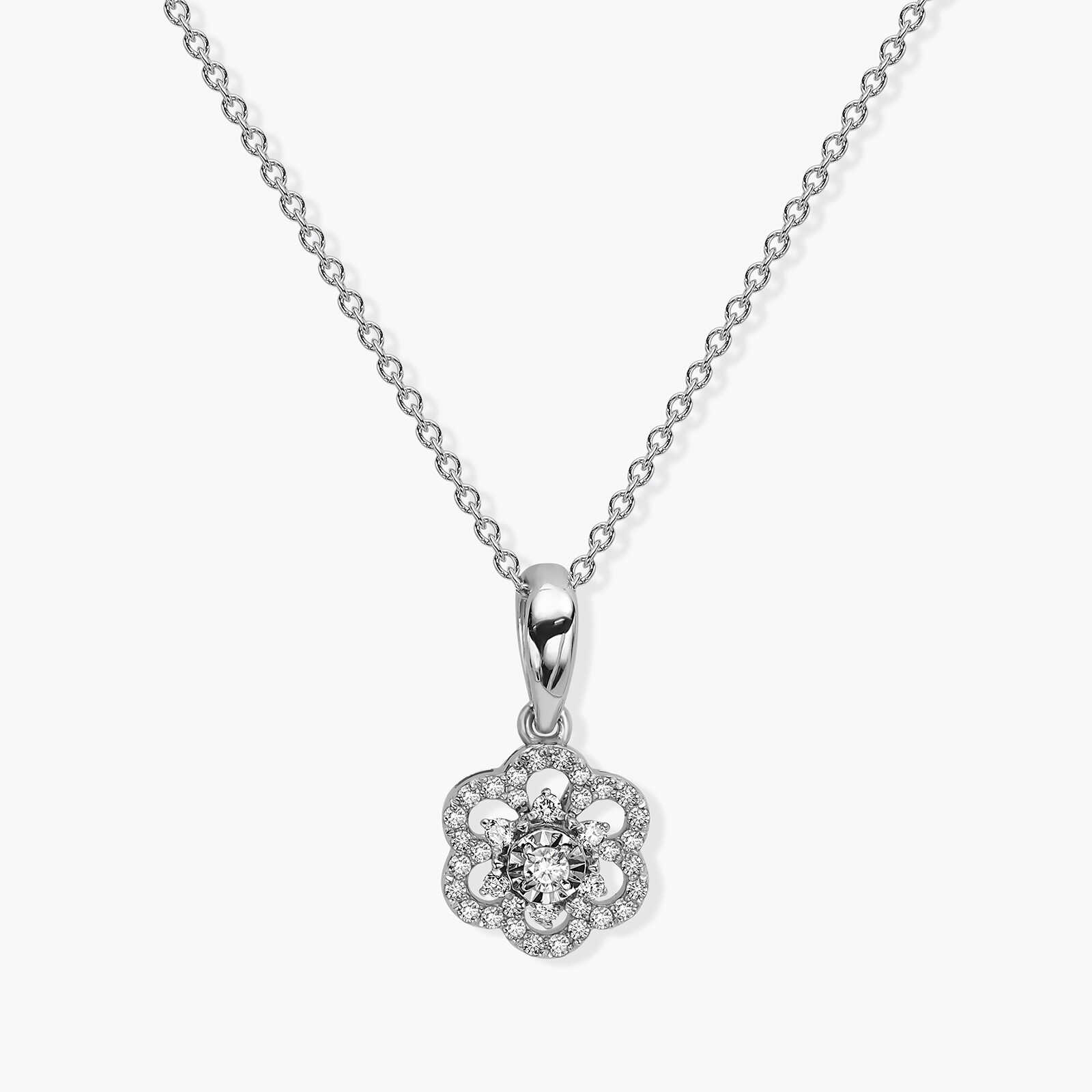 תליון פרח זהב משובץ יהלומים