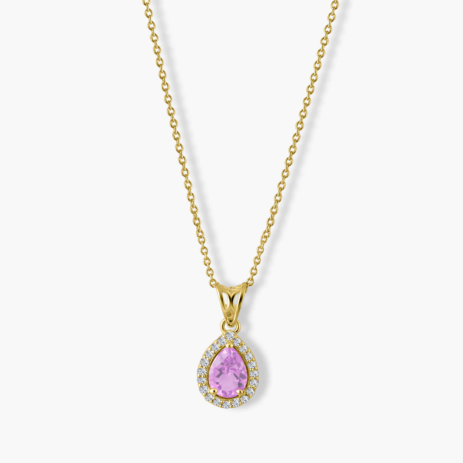 תליון טיפה משובץ אמטיסט ויהלומים