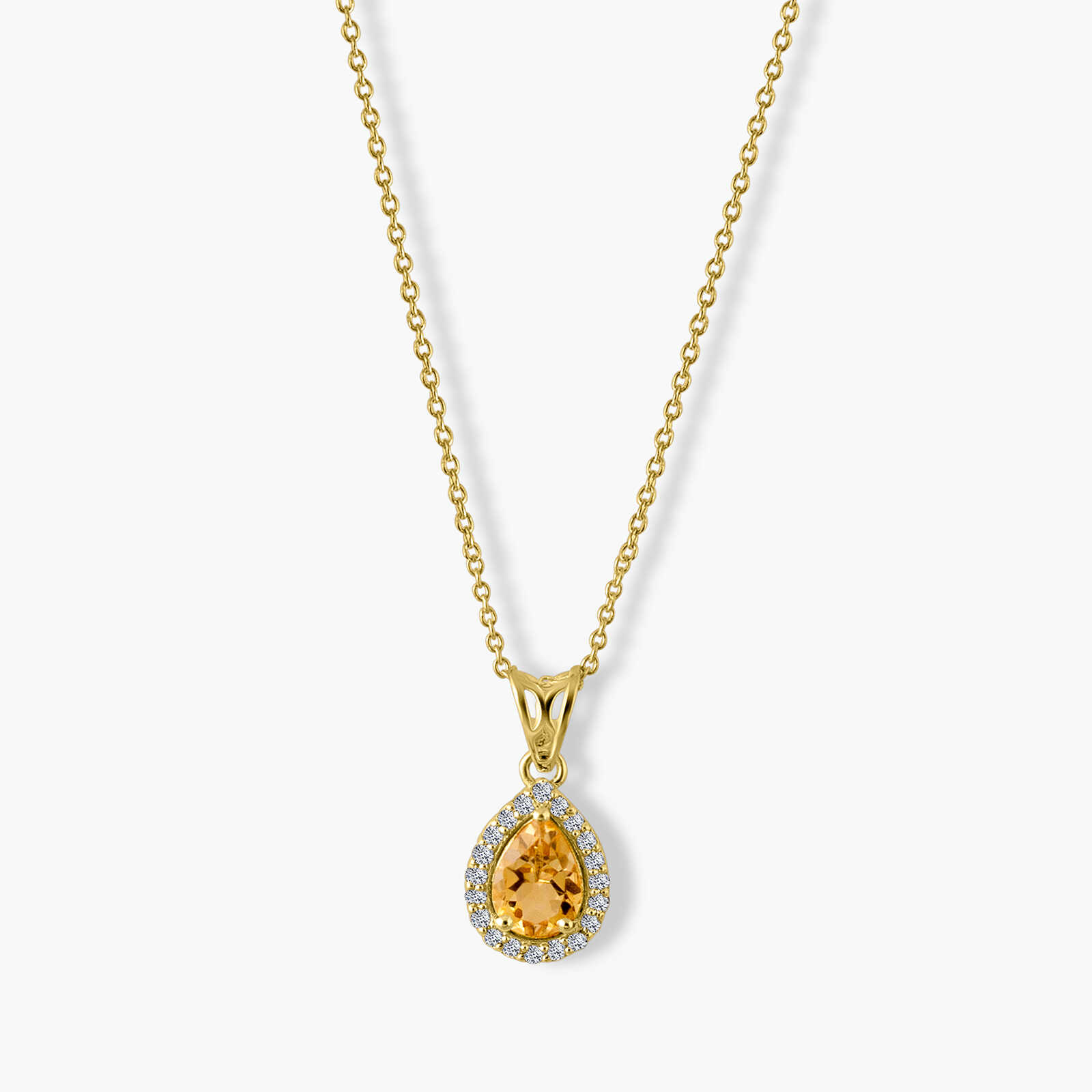 תליון טיפה משובץ סיטרין ויהלומים