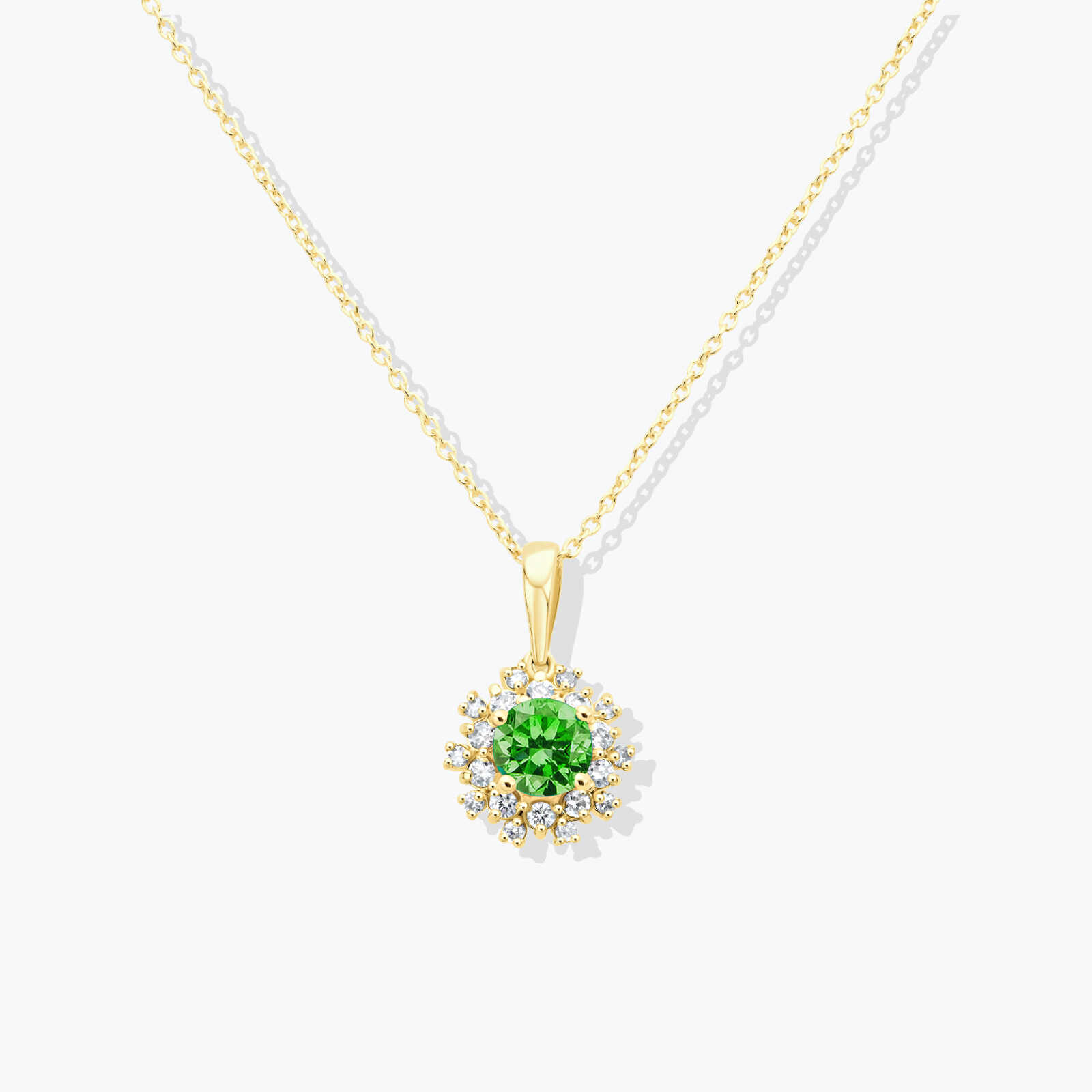 תליון זהב 14K עם אמרלד ויהלומים