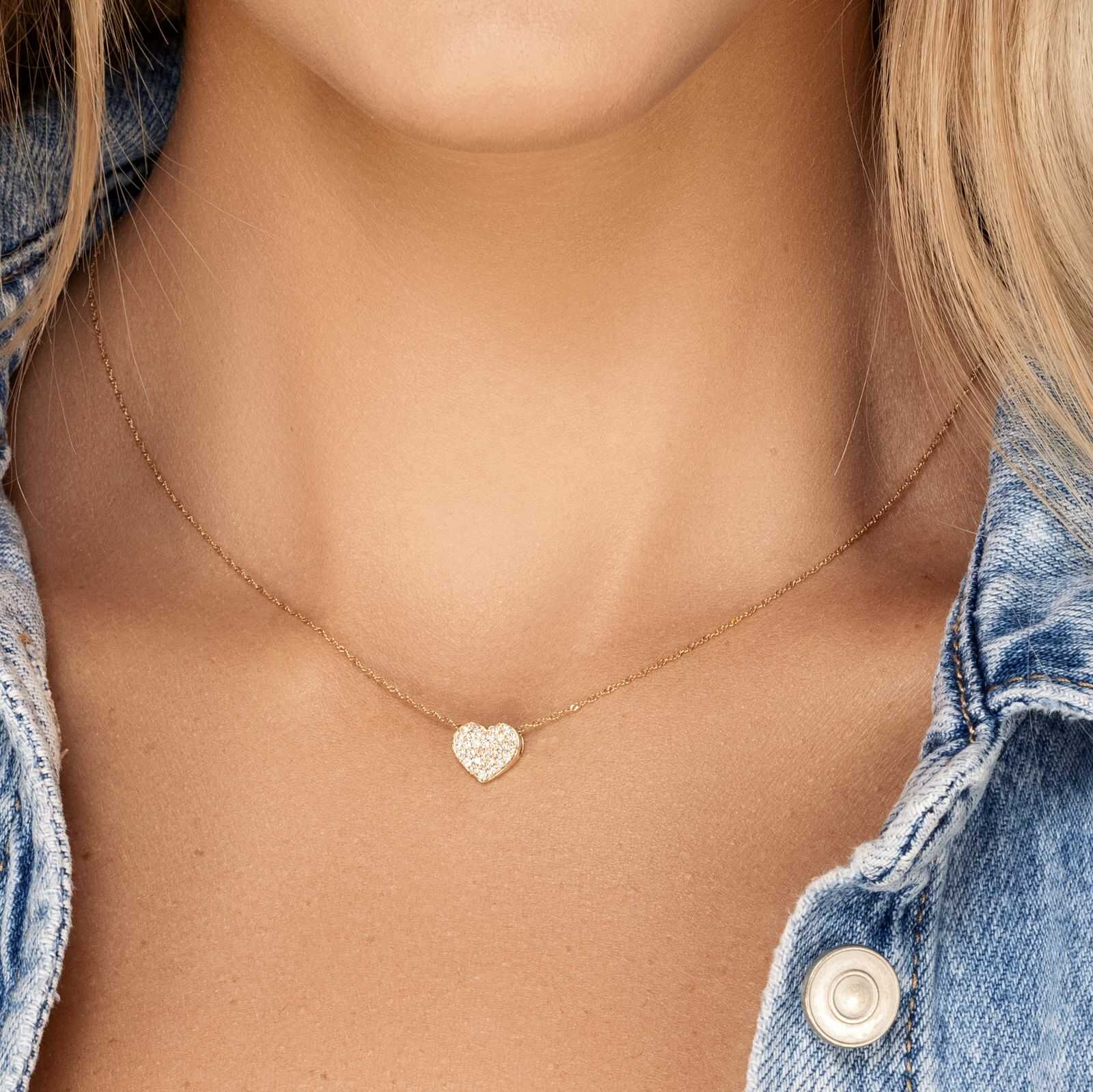 תליון זהב לב משובץ יהלומים