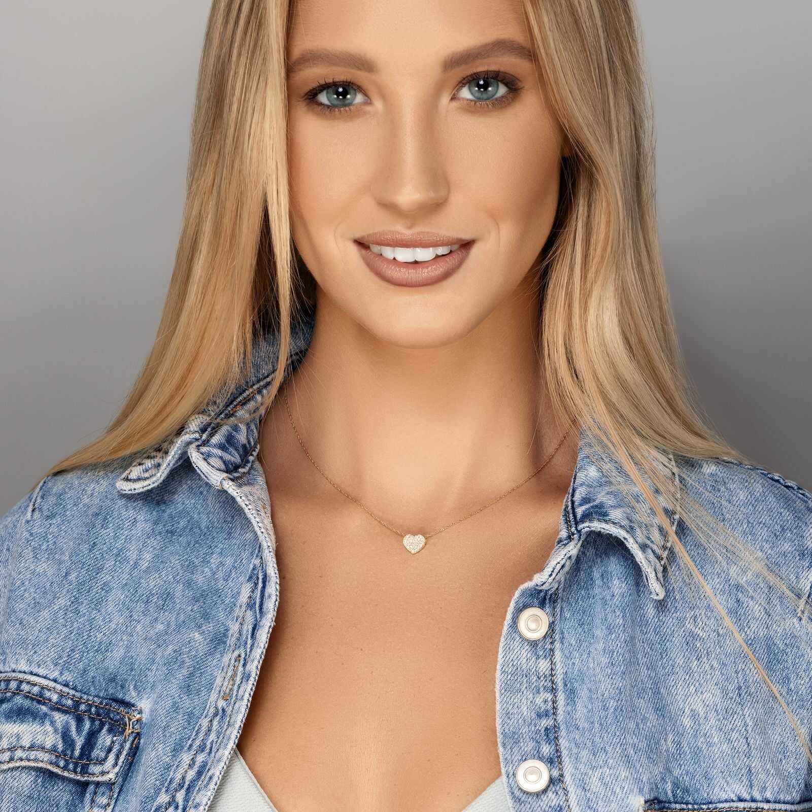 תליון זהב לב משובץ יהלומים