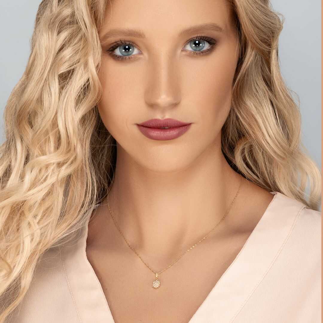 תליון זהב שמש היהלומים