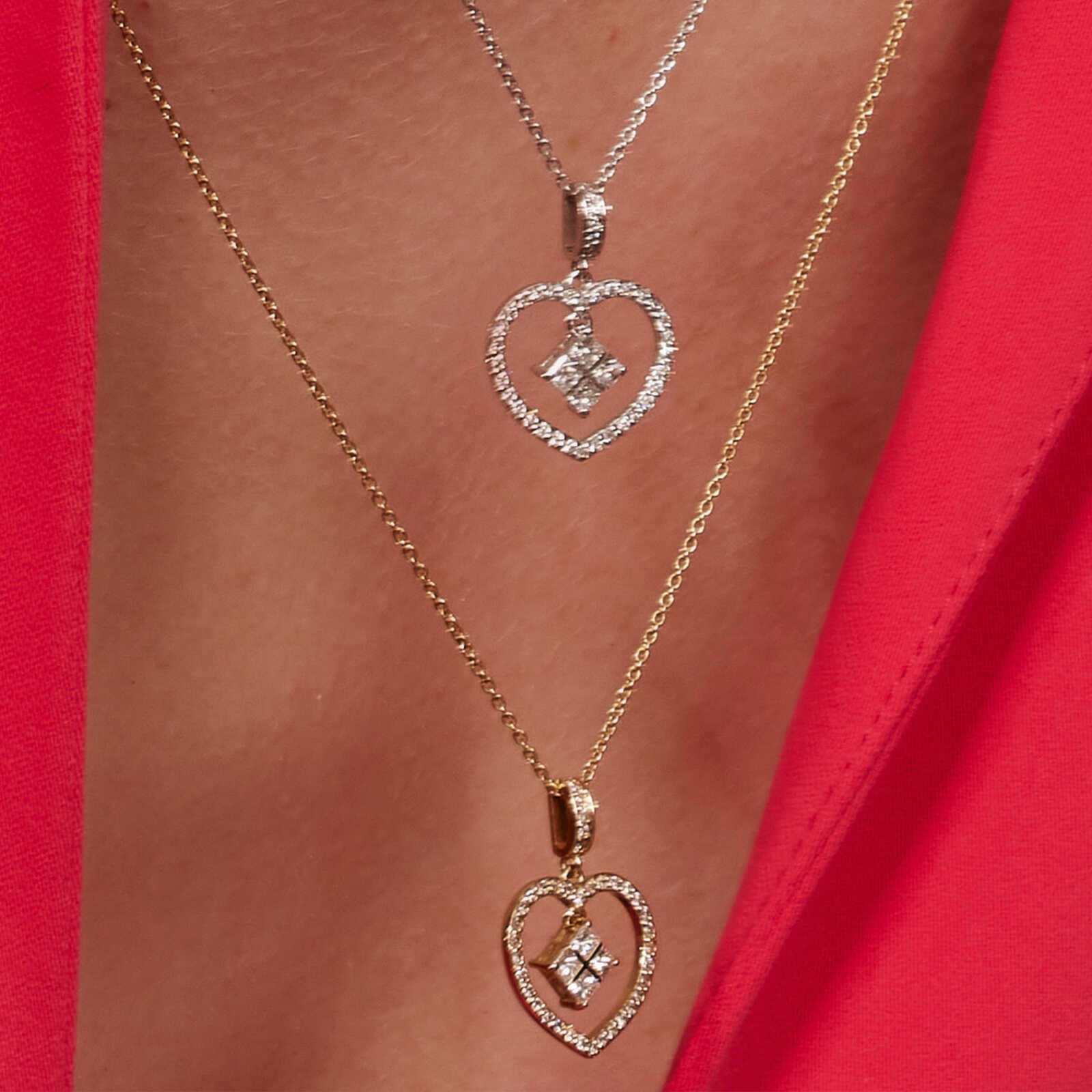 תליון לב אדור בשיבוץ יהלומים