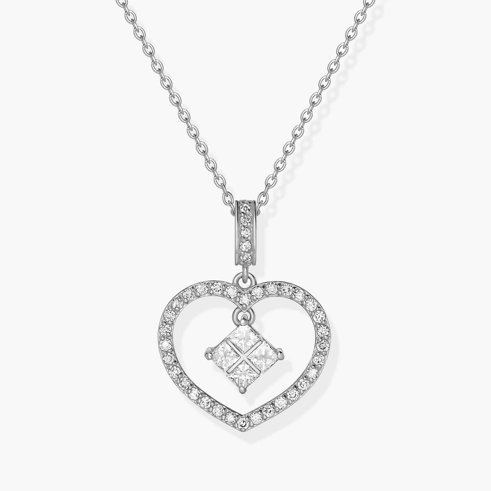 תליון לב אדור בשיבוץ יהלומים