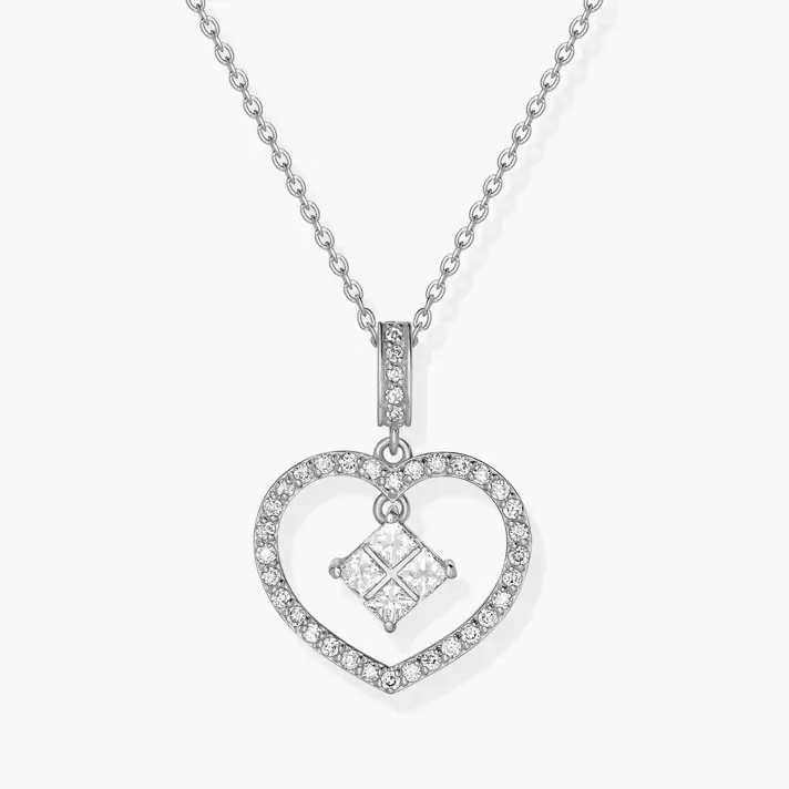 תליון לב אדור בשיבוץ יהלומים