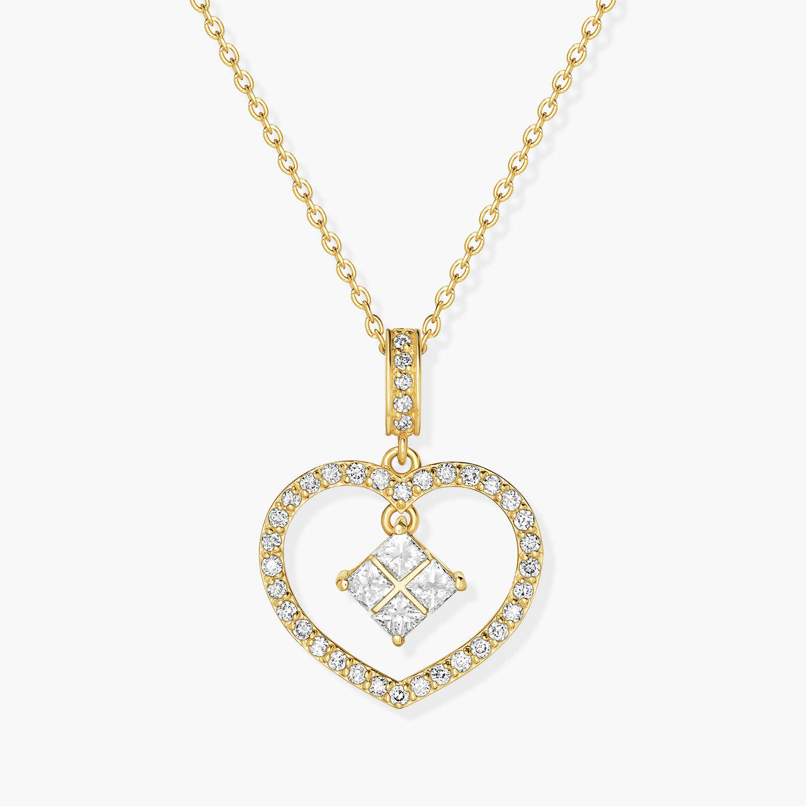 תליון לב אדור בשיבוץ יהלומים