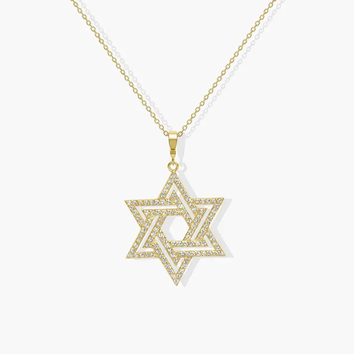 תליון מגן דוד כפול משובץ יהלומים