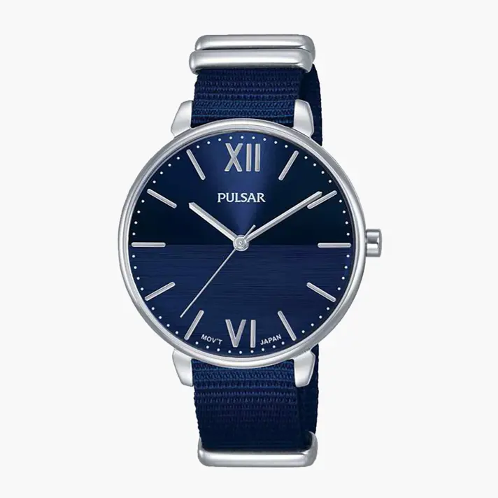 שעון pulsar עם רצועת נאטו כחולה