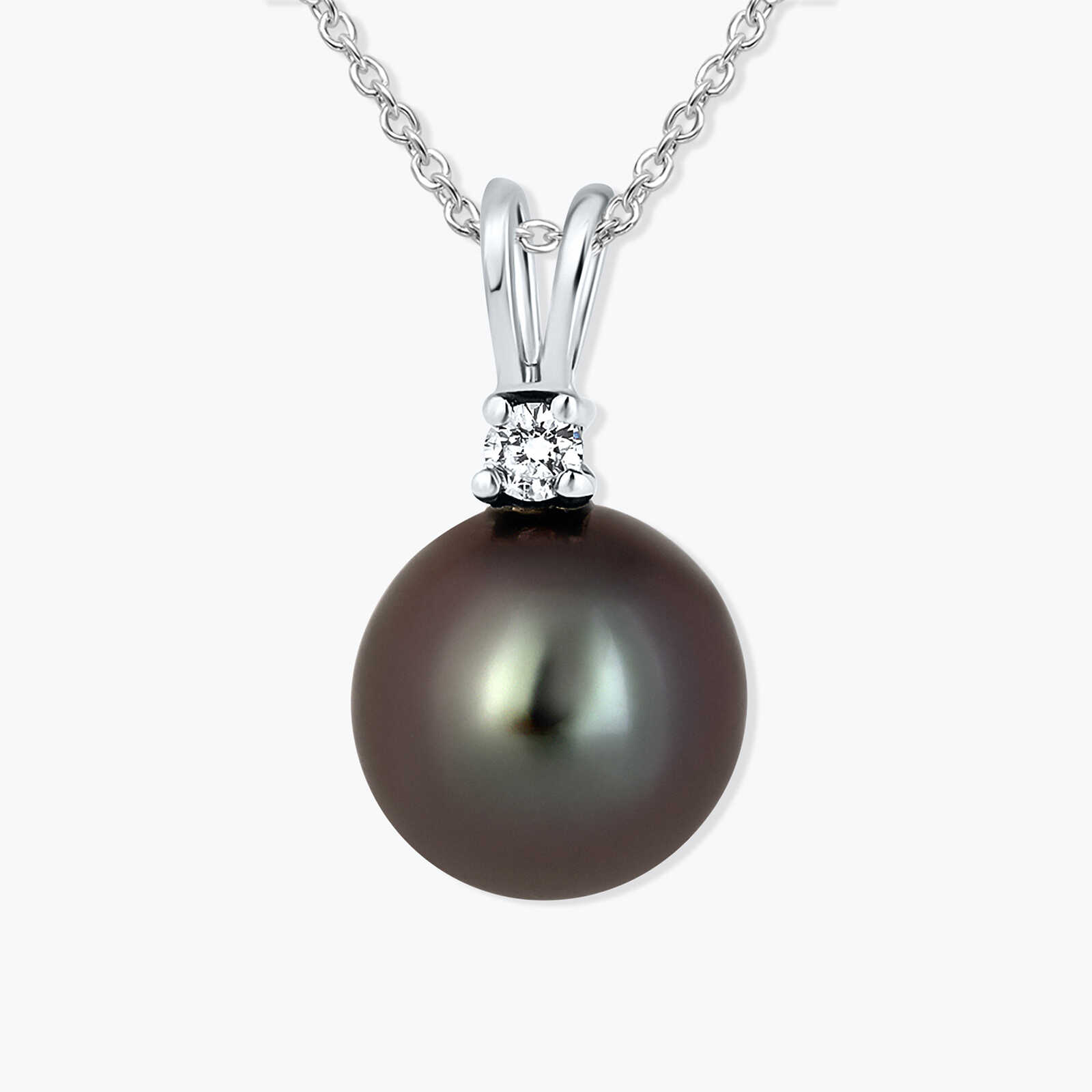 תליון פנינה שחורה ויהלום