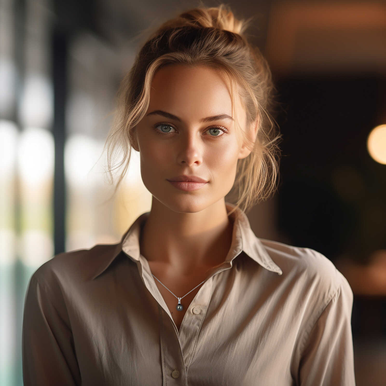 תליון פנינה שחורה ויהלום