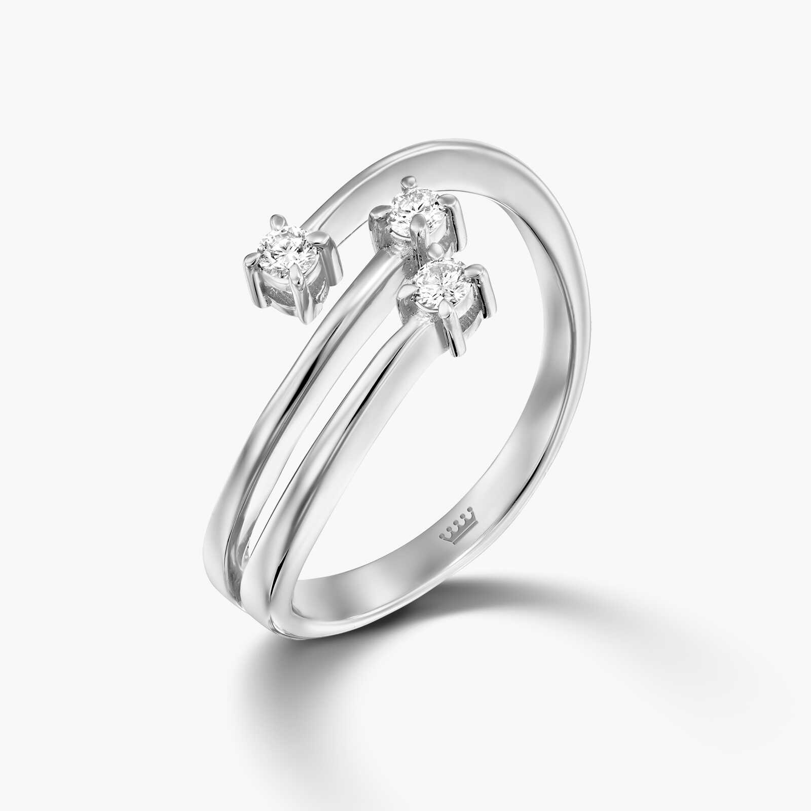 טבעת 3 זרועות משובצת יהלומים