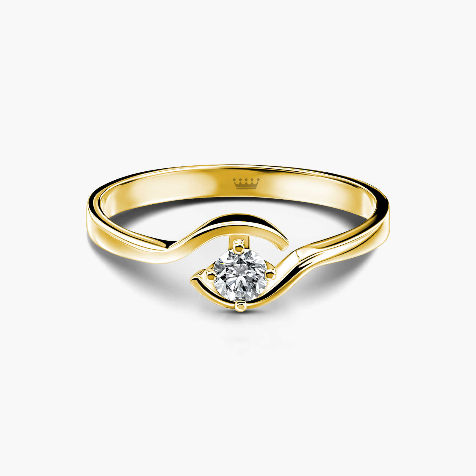 טבעת זהב משובצת יהלום נוצץ