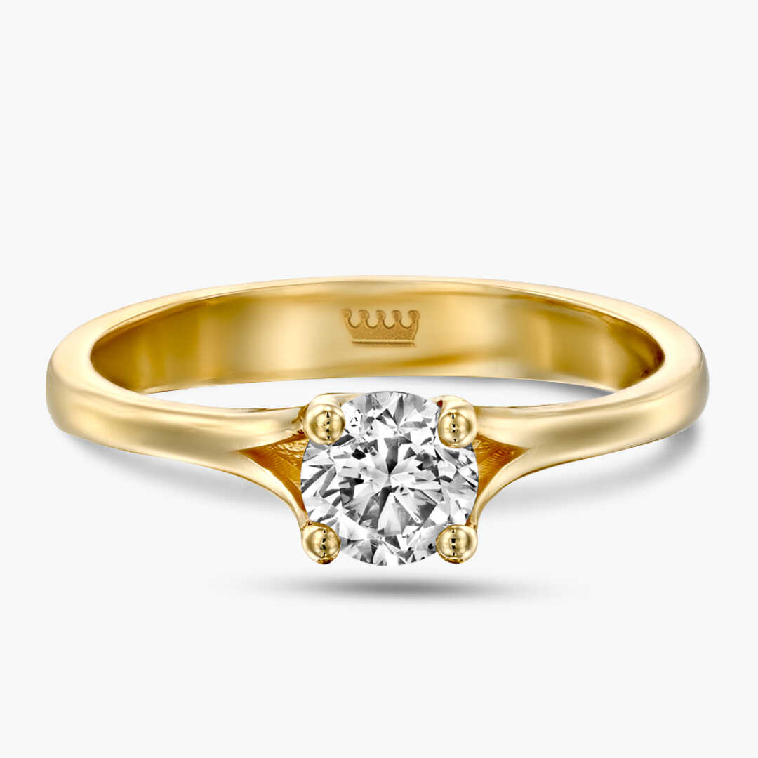 טבעת זהב סוליטר משובצת ביהלום במשקל כחצי קראט