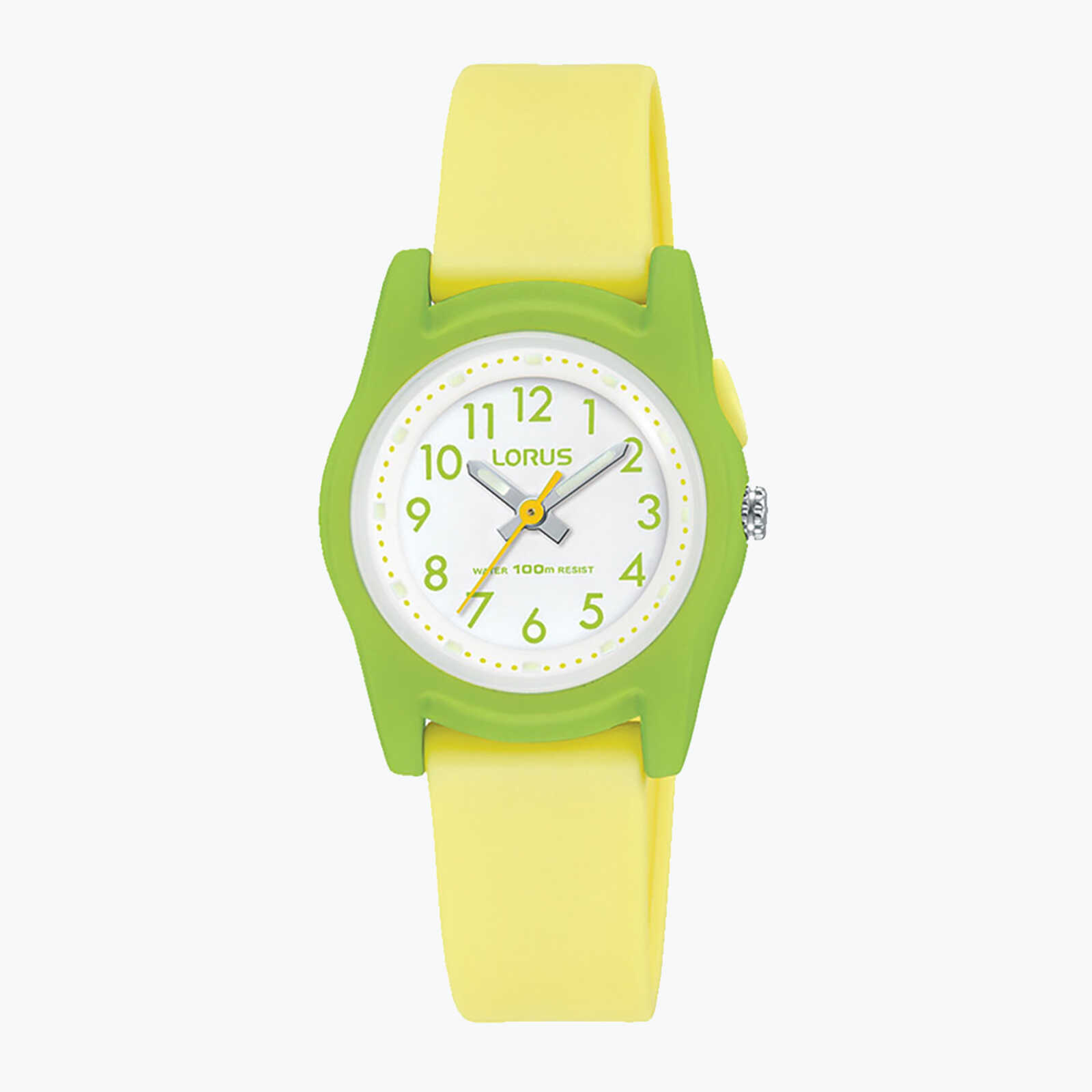 שעון lorus בצבעי צהוב וירוק לילדים