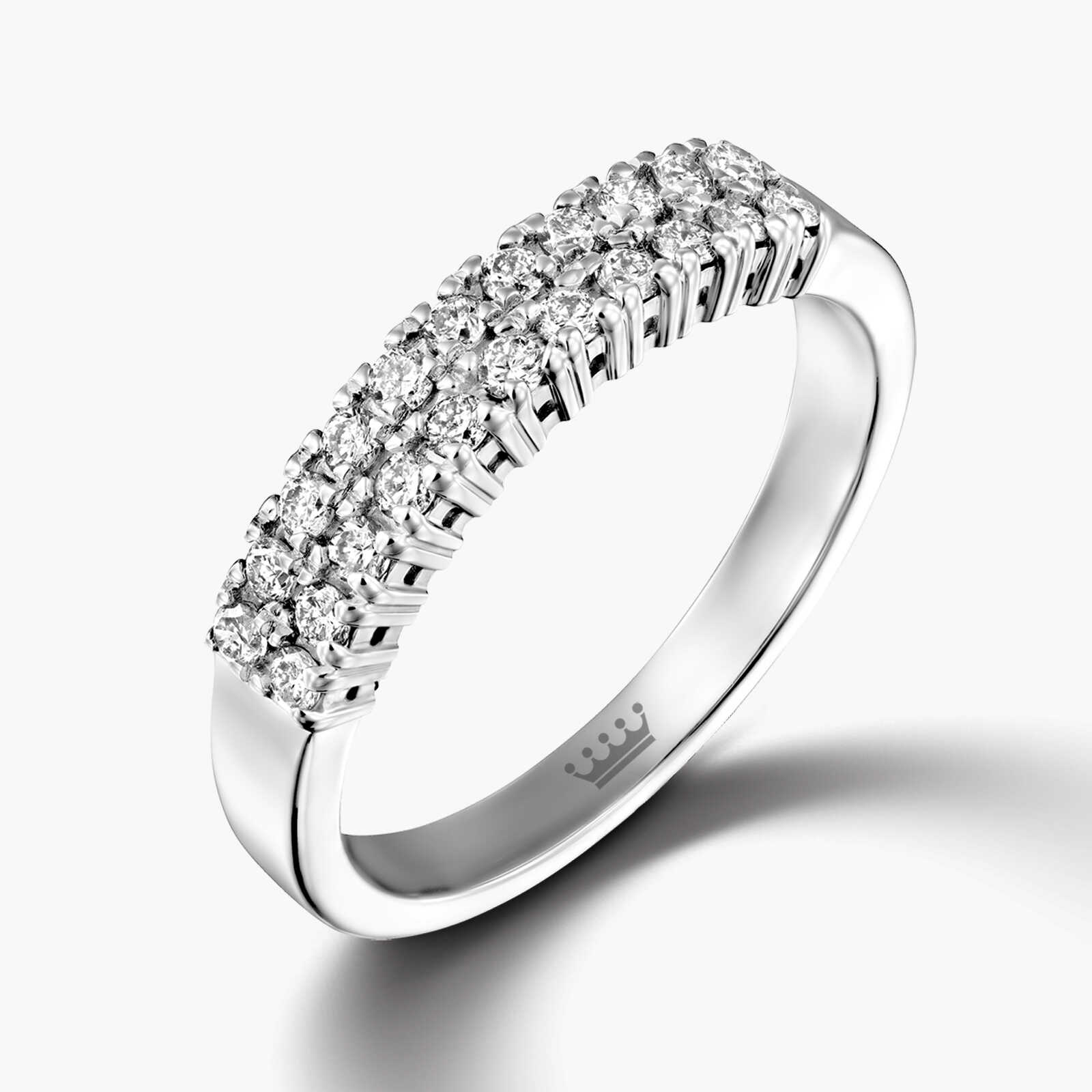 טבעת זהב משובצת 2 שורות  יהלומים