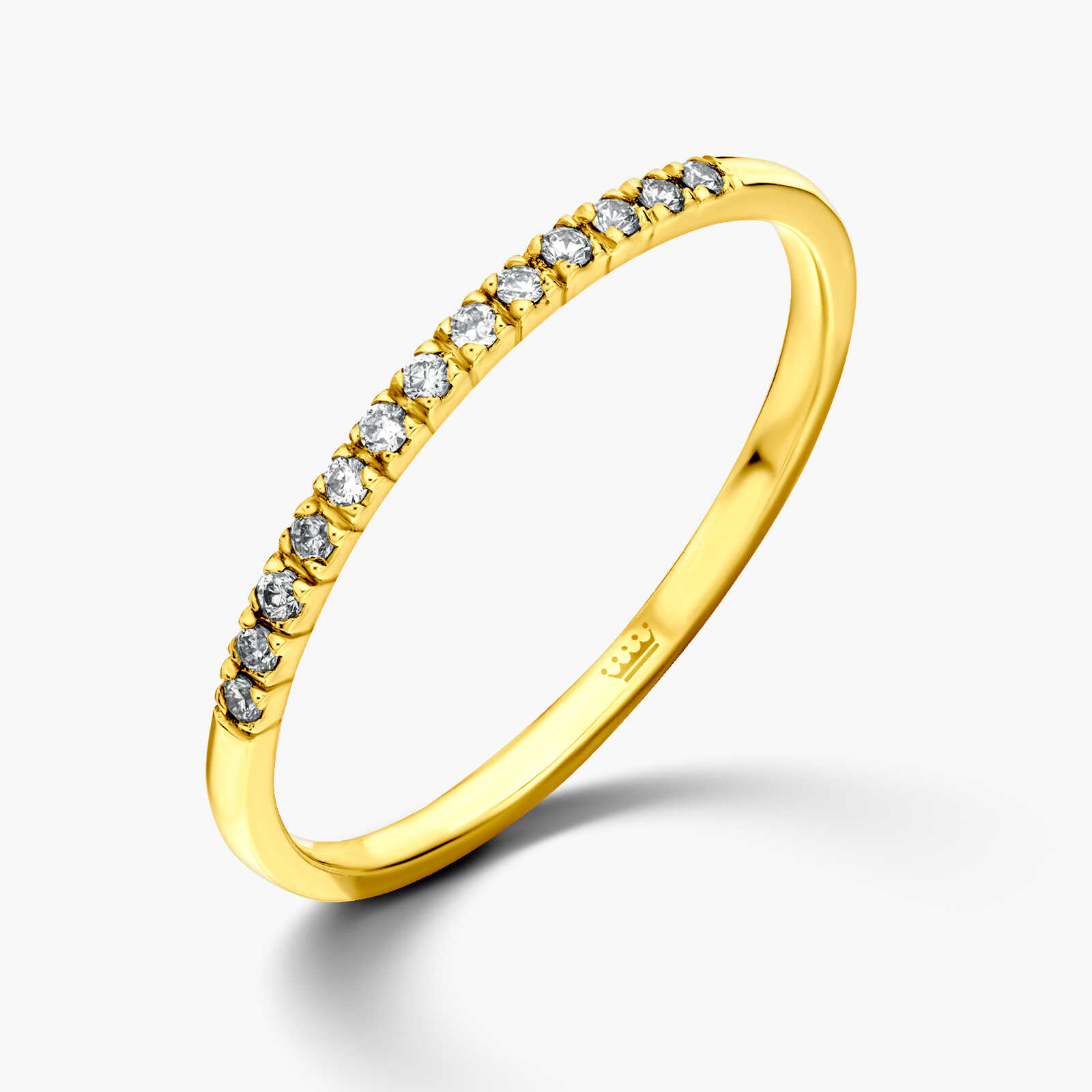 טבעת זהב משובצת יהלומים בסגנון חצי נישואין