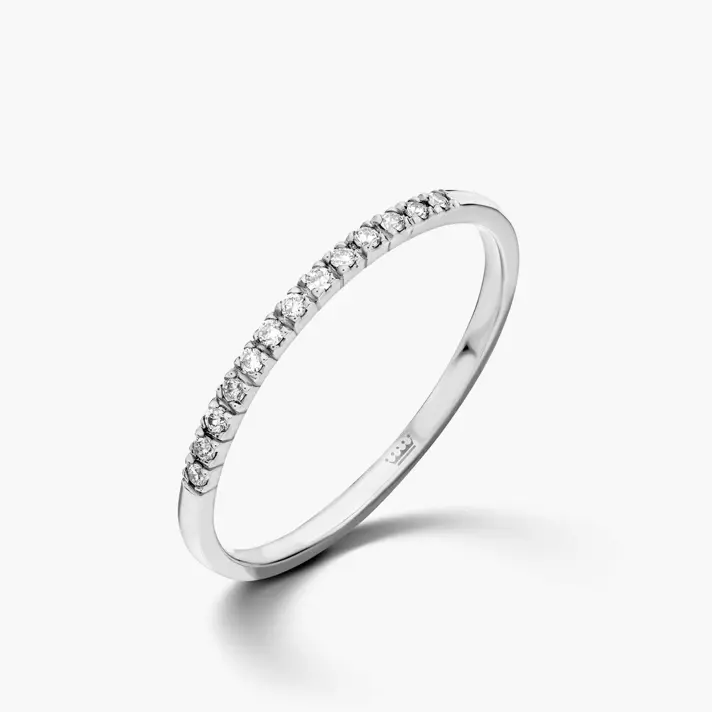 טבעת זהב חצי נישואין בשיבוץ יהלומים
