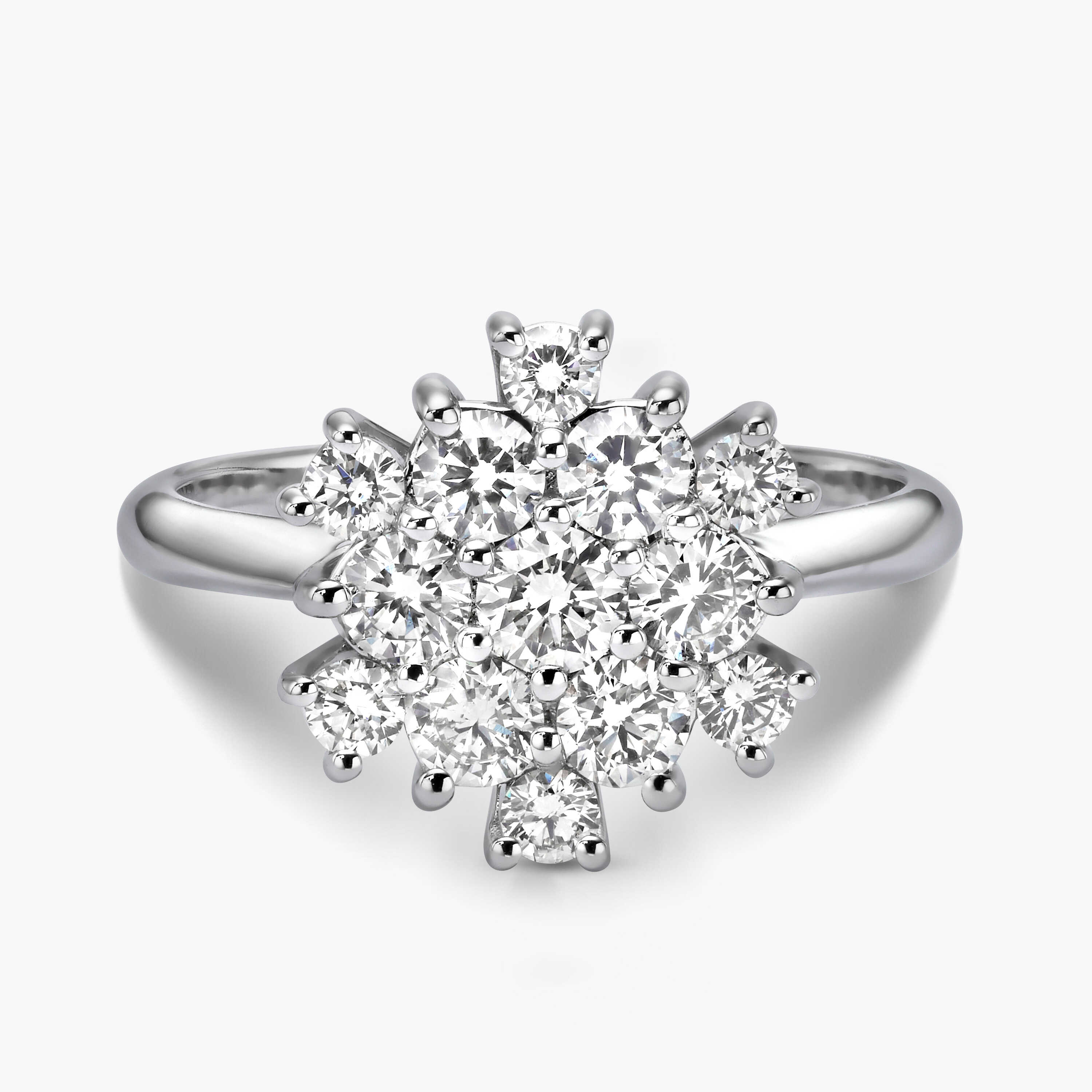 טבעת זהב משובצת פרח יהלומים מרהיב