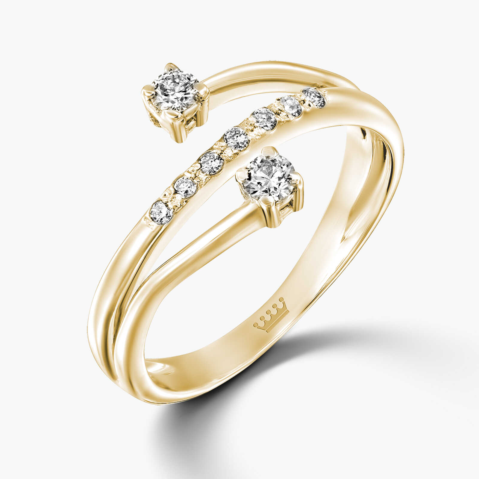 טבעת יהלום עם 2 זרועות