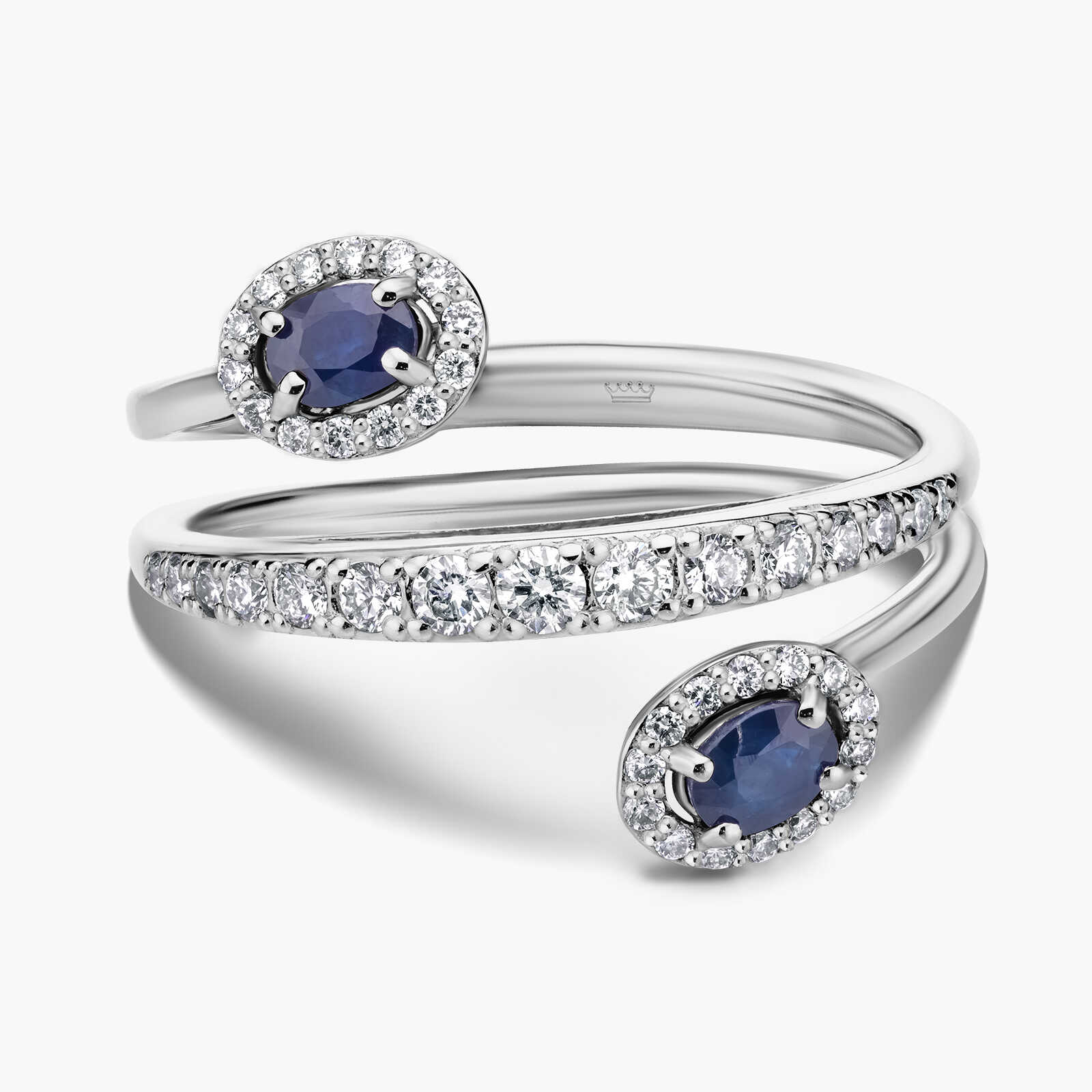 טבעת זהב משובצת אבני ספיר ויהלומים