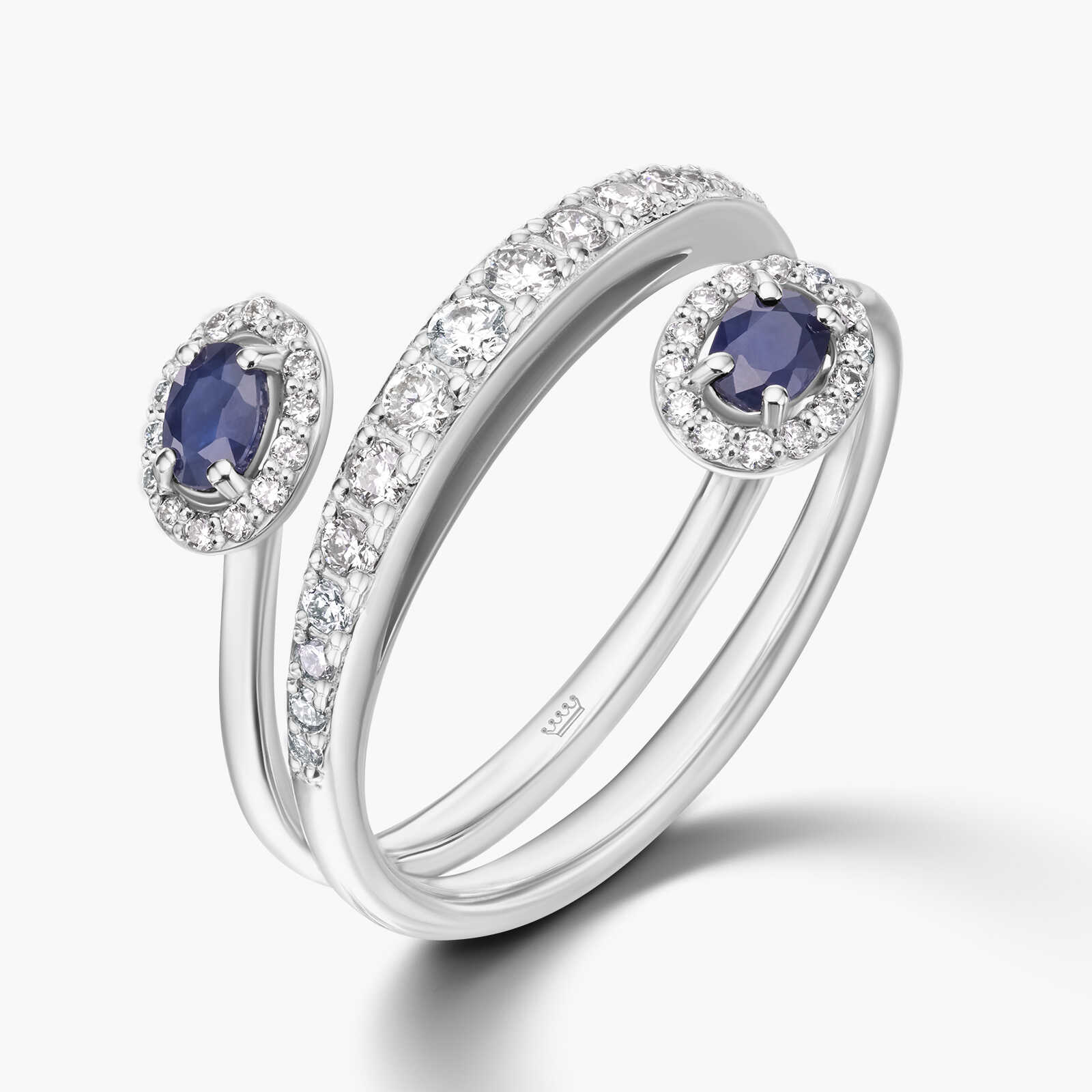 טבעת זהב משובצת אבני ספיר ויהלומים