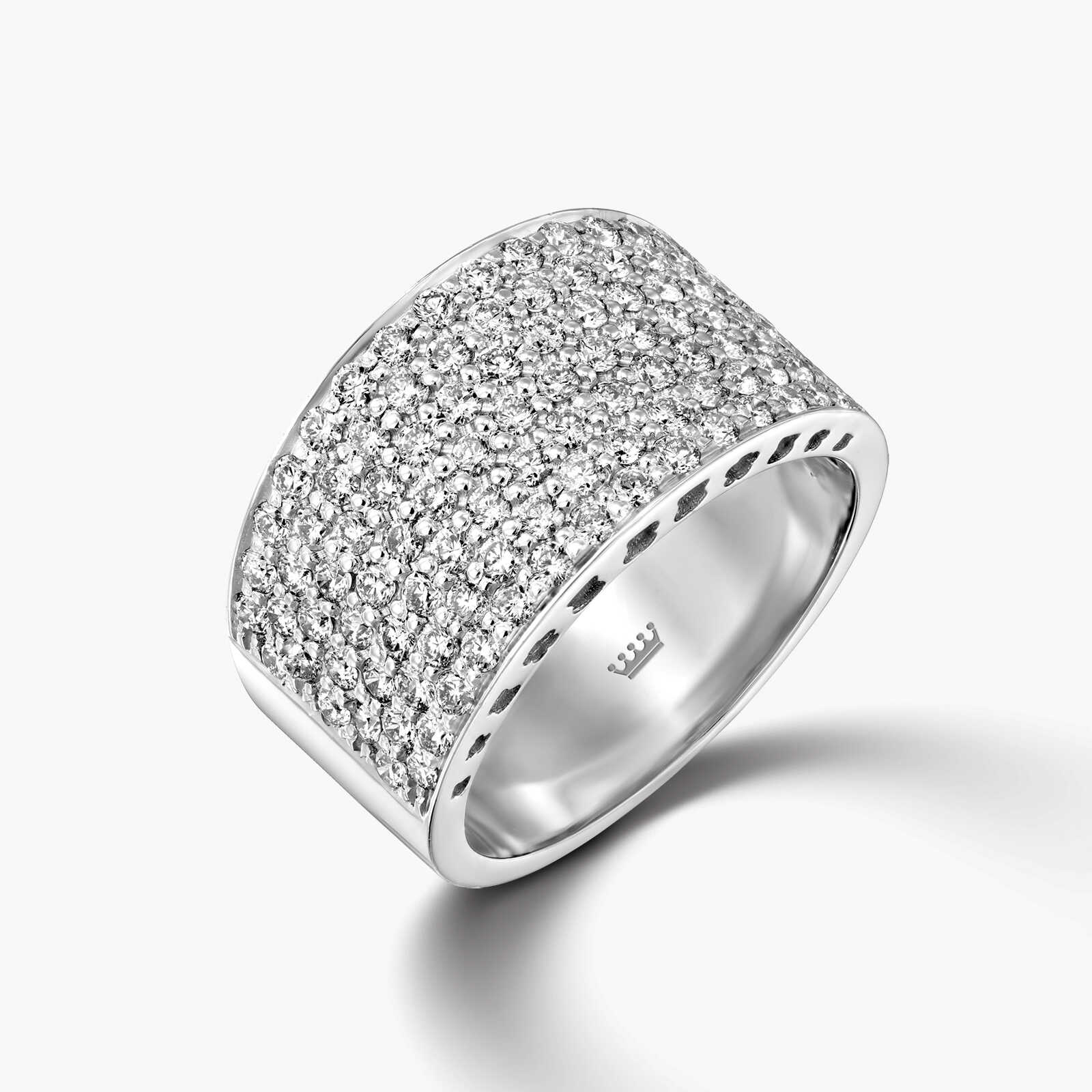 טבעת זהב משובצת 101 יהלומים בסגנון פווה