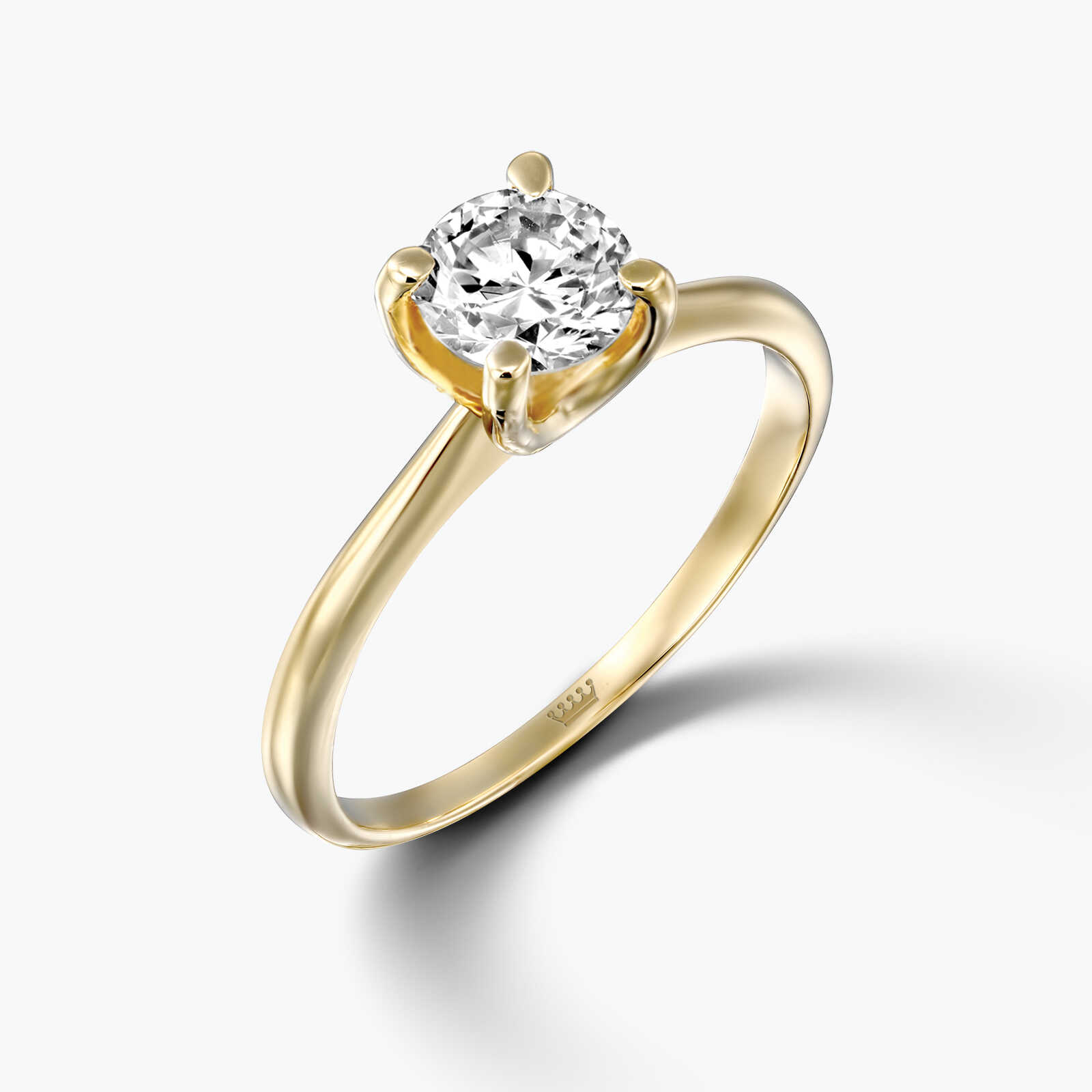 טבעת זהב סוליטר משובצת ביהלום מרשים