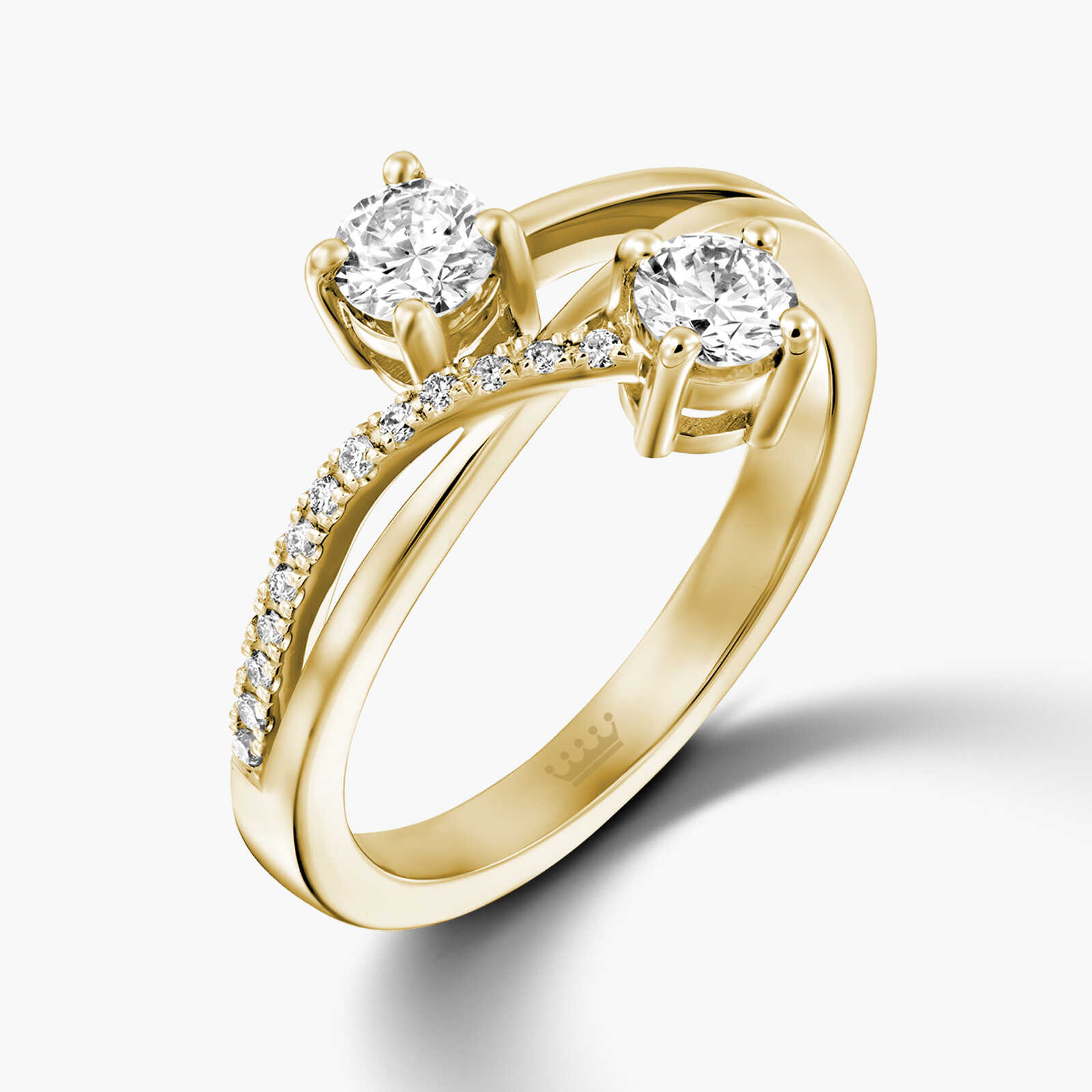 טבעת 2 זרועות יהלומים