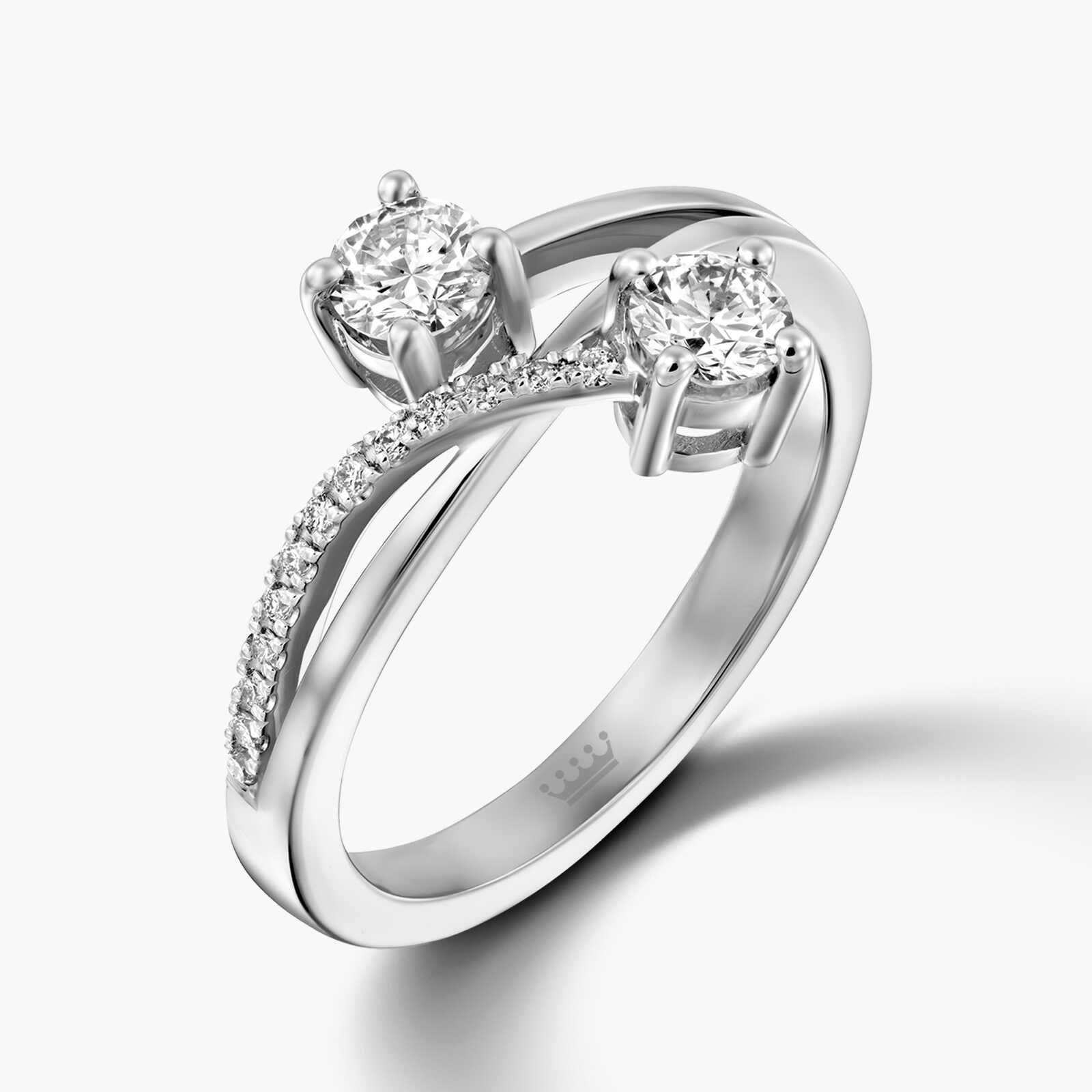 טבעת 2 זרועות יהלומים