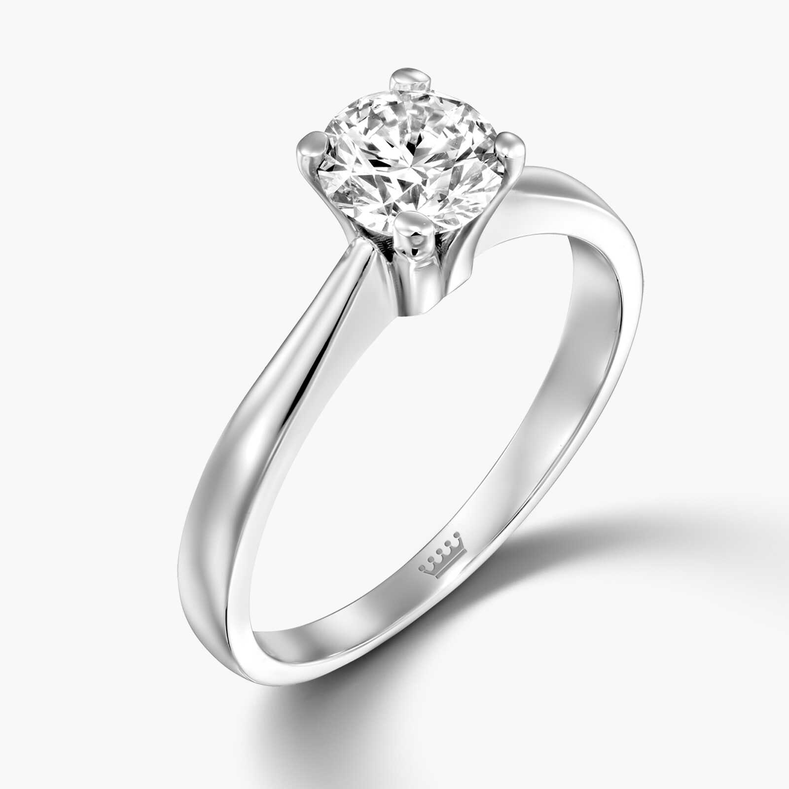 טבעת זהב לבן סוליטר משובצת יהלום