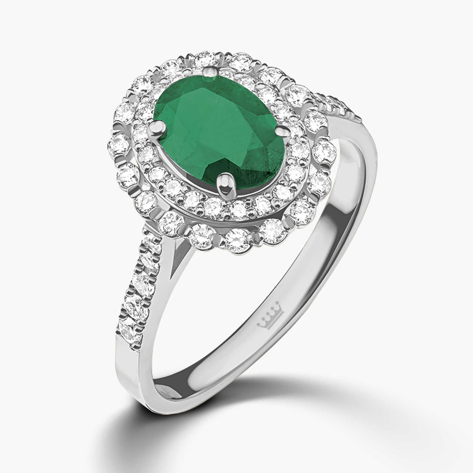 טבעת זהב משובצת אבן אמרלד ויהלומים