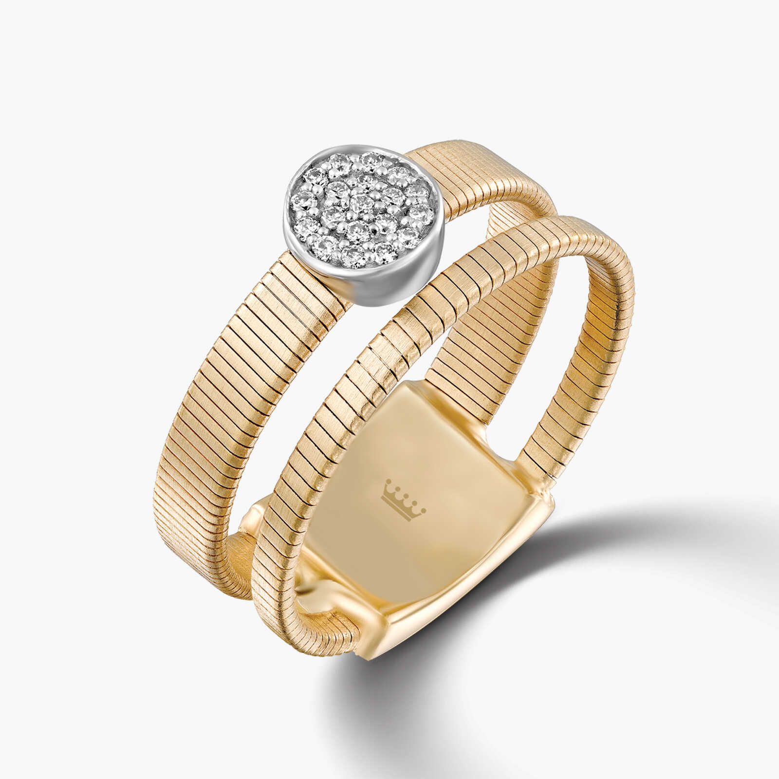 טבעת זהב כפולה משובצת יהלומים