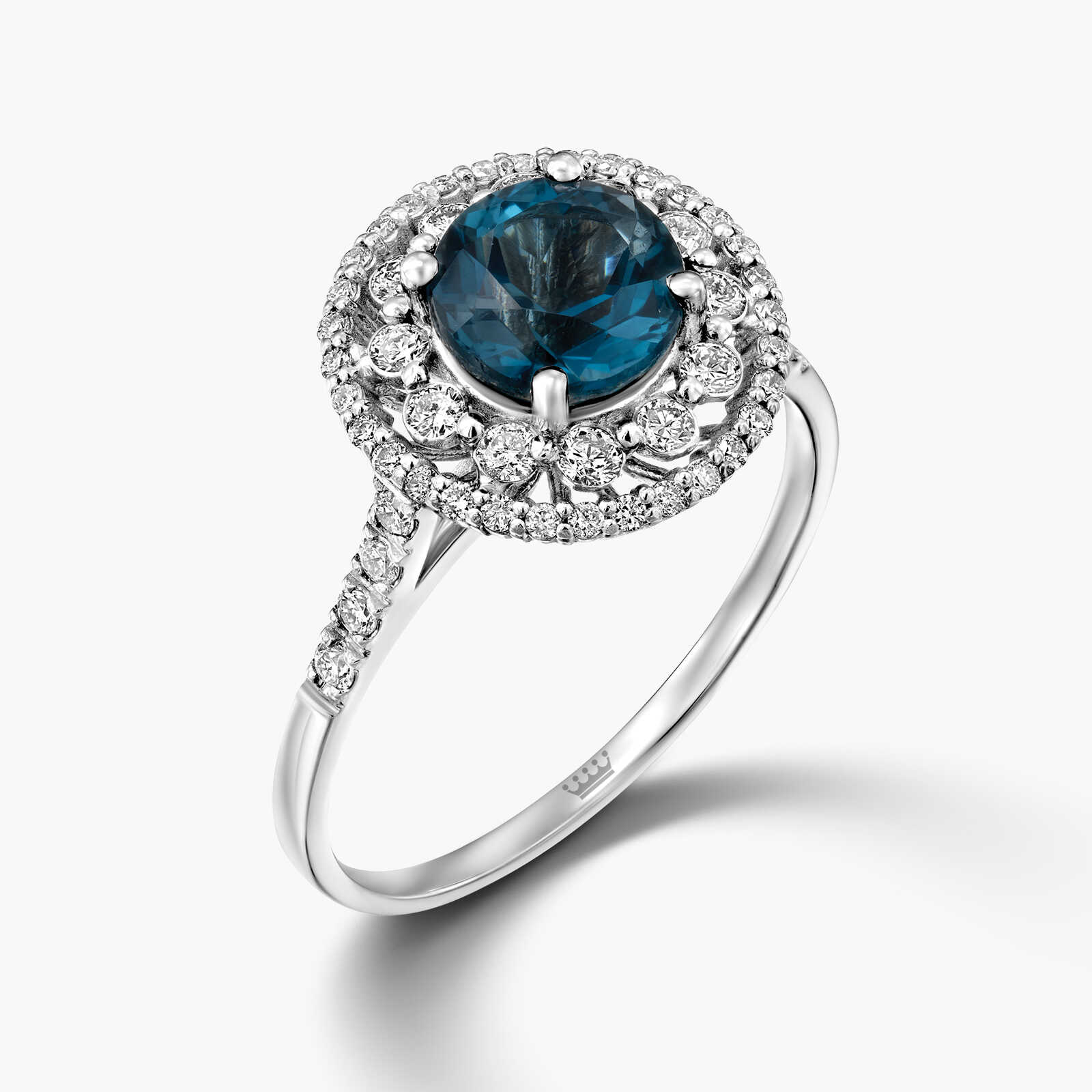 טבעת זהב משובצת בלו לונדון ויהלומים